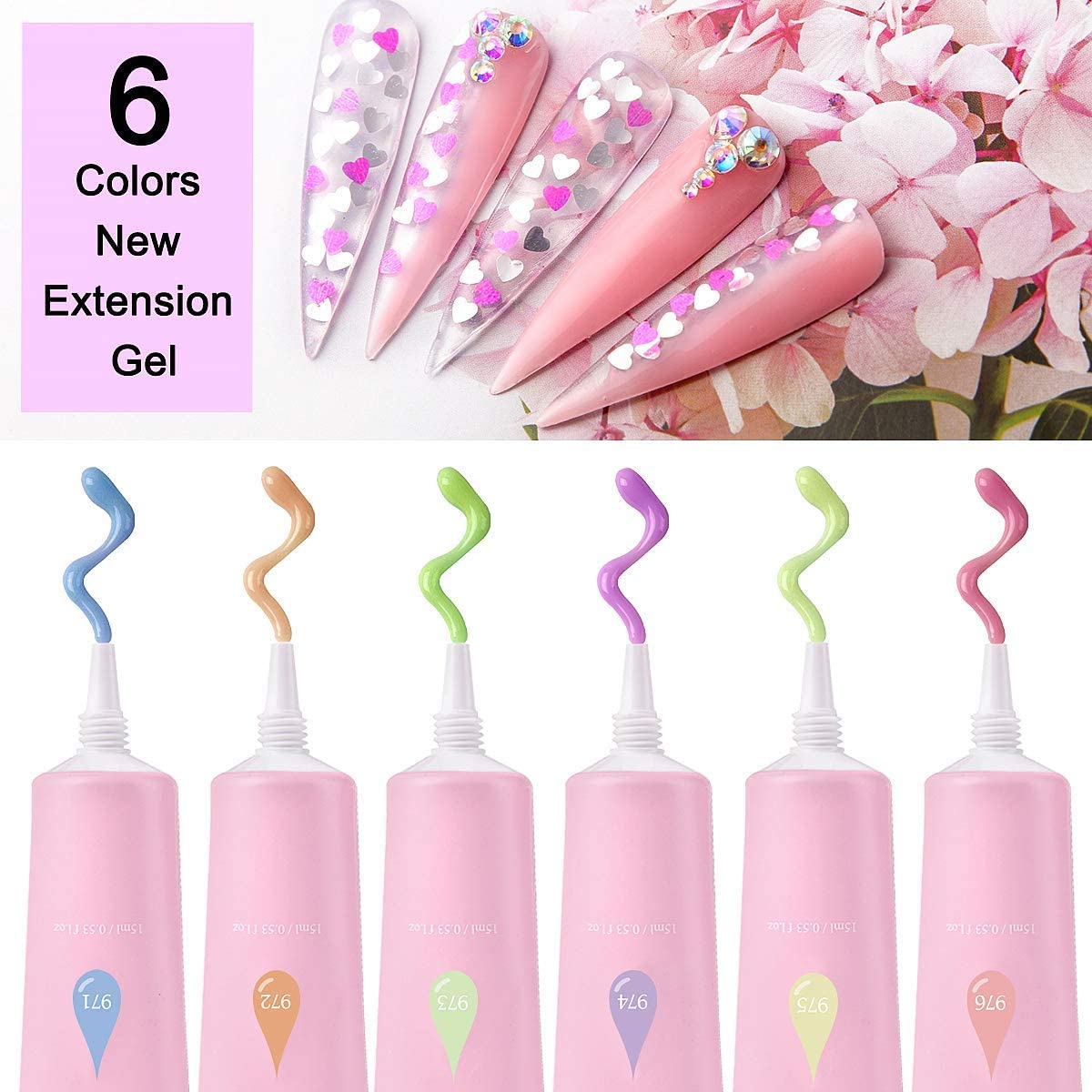 Makartt Kit de extensión de gel Qik para uñas, no se desliza, kit de gel de uñas azul rosa para otoño e invierno, con capa base, capa superior, gel
