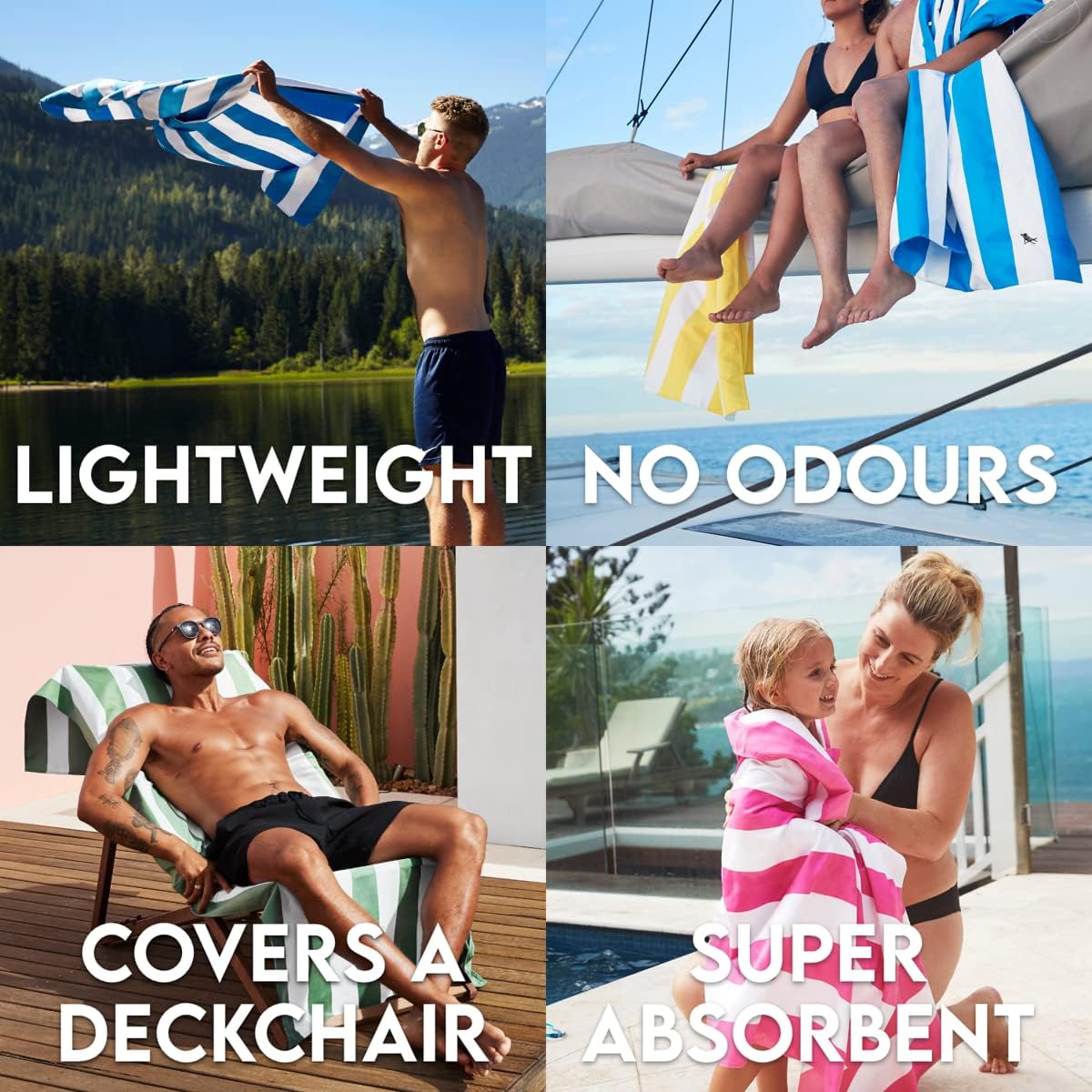 Toalla de playa Dock & Bay – Secado rápido, sin arena – Compacta, ligera – 100% reciclada – Incluye bolsa – Cabaña Light – Lombok Lilac – Extra