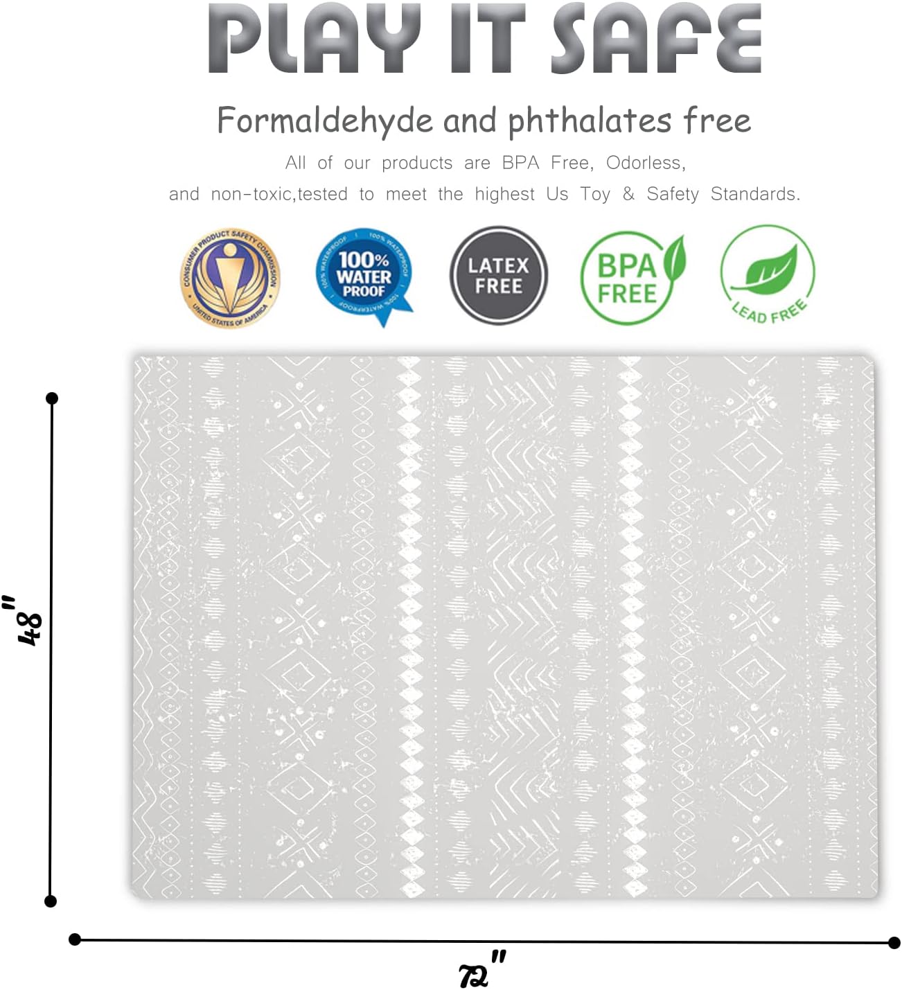 TCBunny – Alfombra de juego extragrande para bebés, tapete de espuma de rompecabezas de 4 x 6 pies para niños y niños pequeños (bohemia)