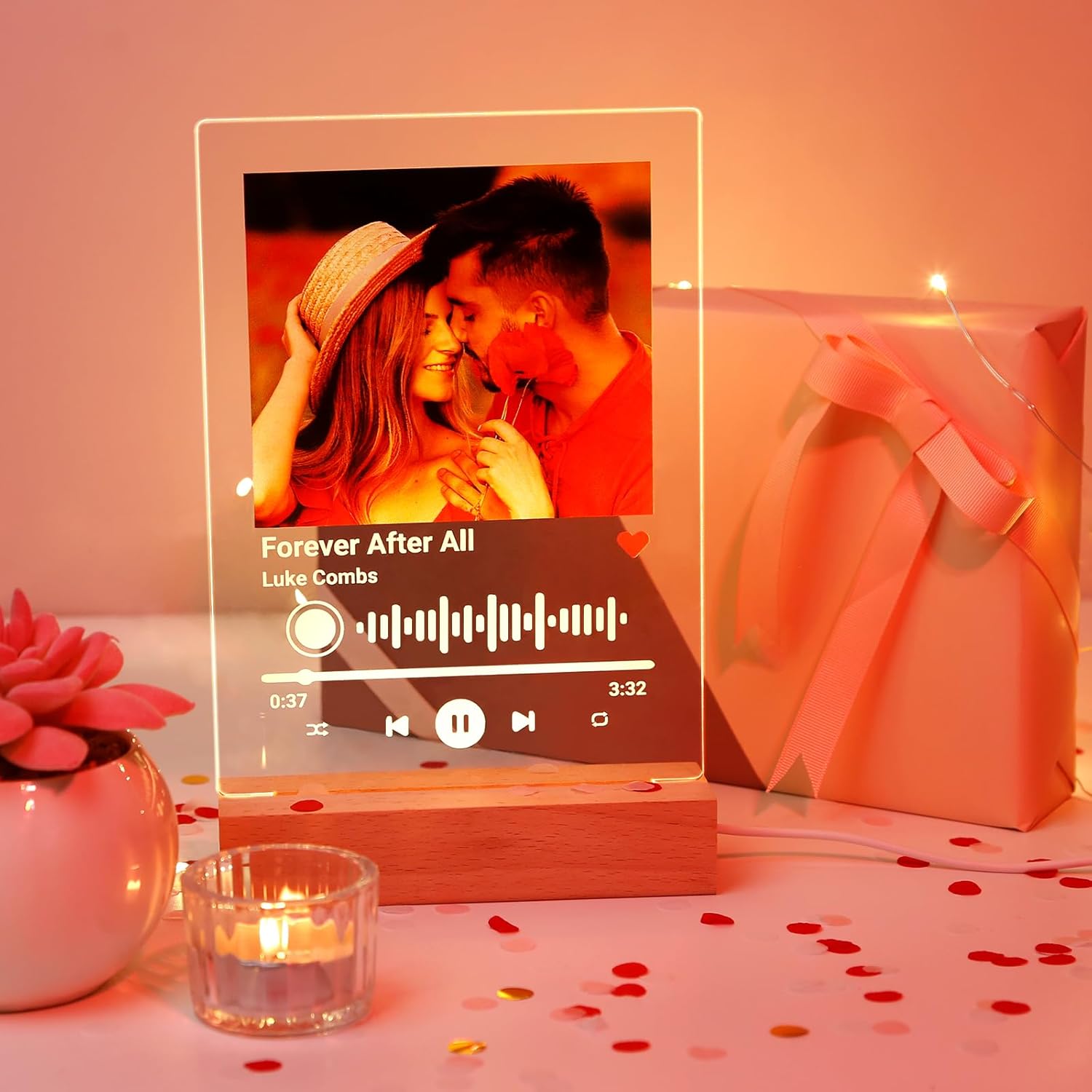 Canción acrílica personalizada con foto, canción favorita personalizada con álbum de fotos, marcos de fotos personalizados con placa de música