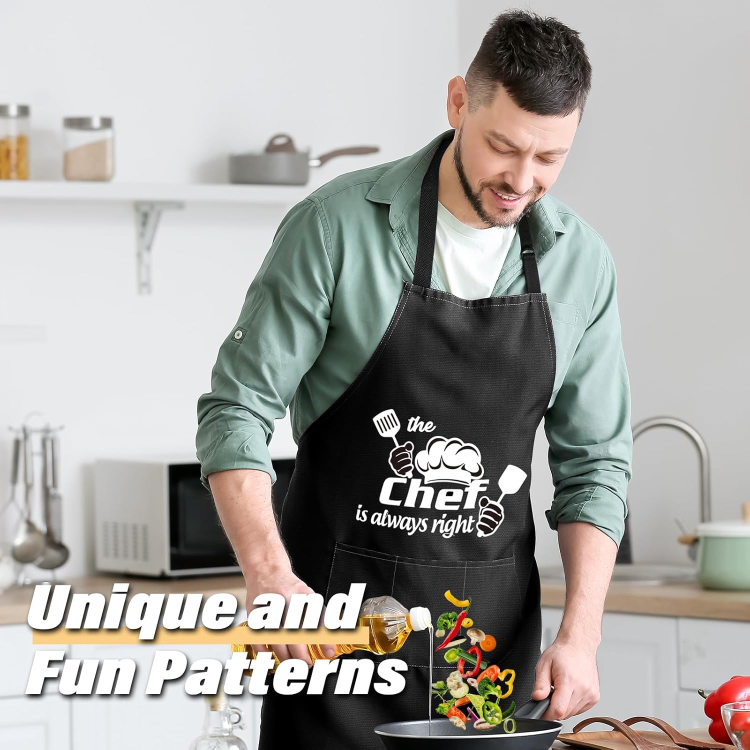 LONGESISM Delantal de cocina para hombres y mujeres, regalos del día de San Valentín para él, correa ajustable para el cuello, delantal de barbacoa,