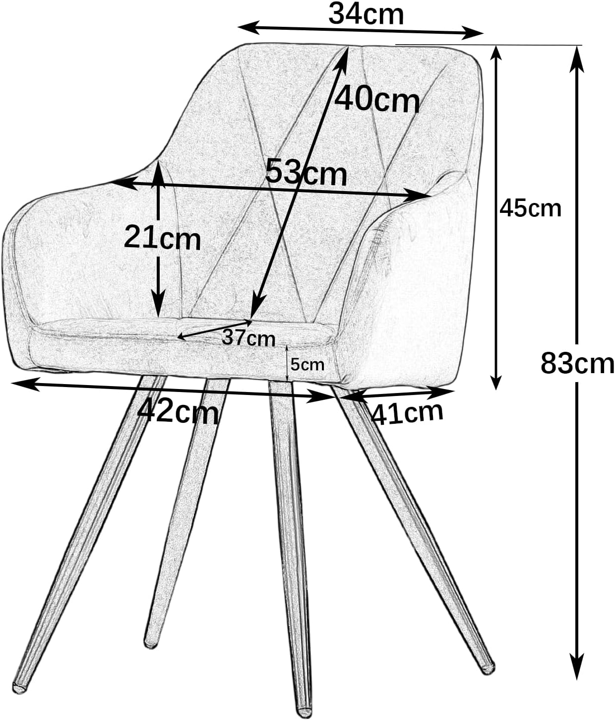 Juego de 2 sillas de comedor de terciopelo con brazo decorativo para cocina, asiento de esponja gruesa, silla de ocio moderna para comedor, sala de