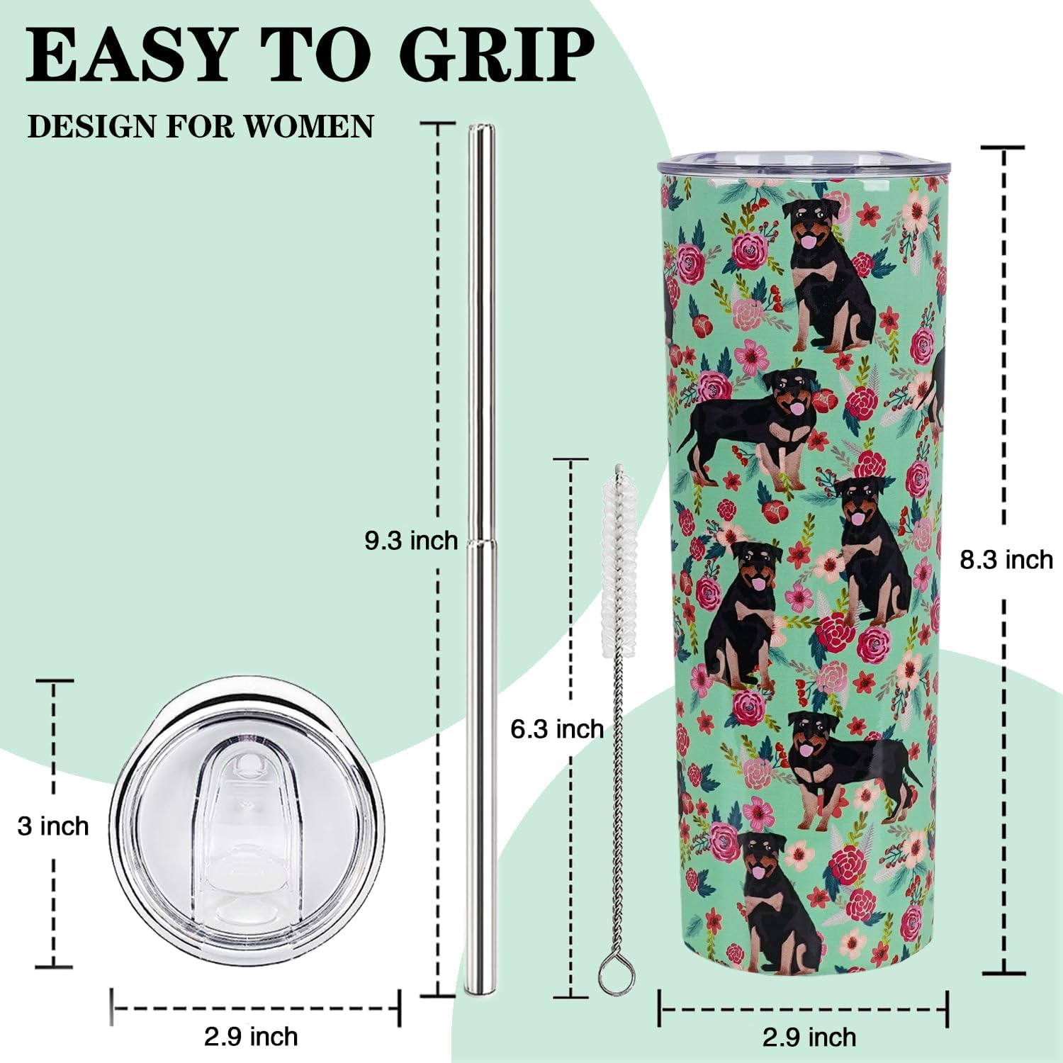 Rottweiler – Vaso térmico de acero inoxidable con aislamiento al vacío de doble pared, termo de viaje, para amantes de los perros, regalos para