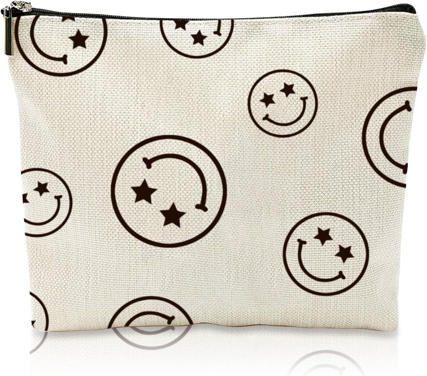 Lamtwbos Bolsa de maquillaje para bolso, bolsa organizadora de cosméticos de viaje de lino, bolsa de aseo con cremallera, bolsa de almacenamiento