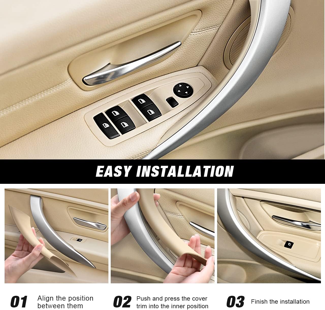 KVR Cubiertas para manijas de puerta compatibles con 3 series F30 F31 F34 F80 2012-2018, 4 series F32 F33 F36 F82 F83 2014-2017, 2 cubiertas para