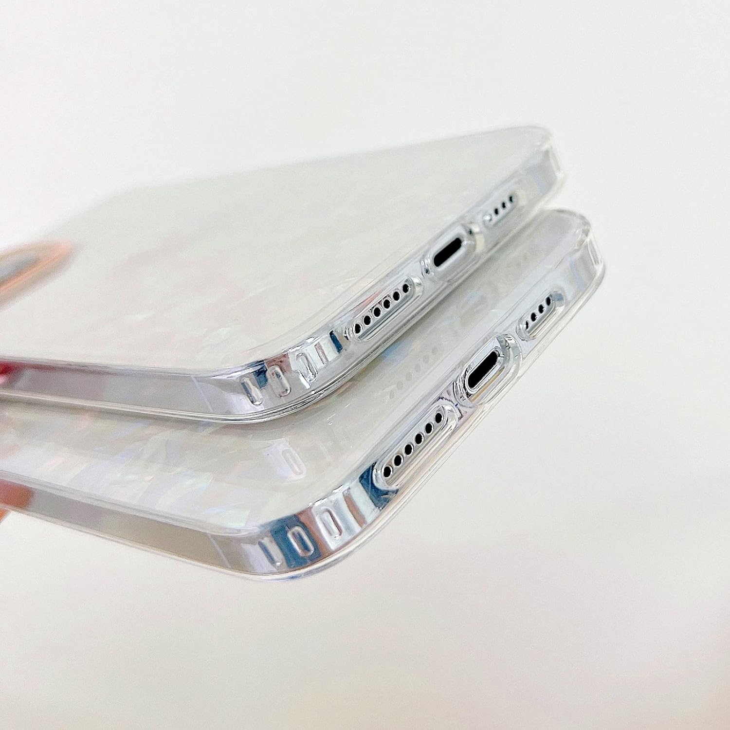 YeLoveHaw Funda diseñada para iPhone 13 Pro Max para mujeres y niñas, con patrón de concha con purpurina nacarada, bonita funda protectora de panel