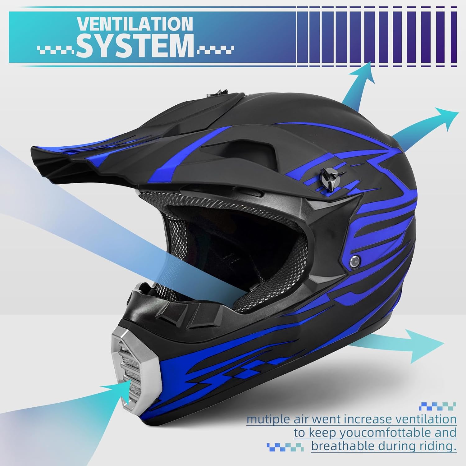 Casco de motocross juvenil, casco ATV de motocicleta, cascos unisex para todo terreno con guantes, gafas de protección facial, cascos de cara
