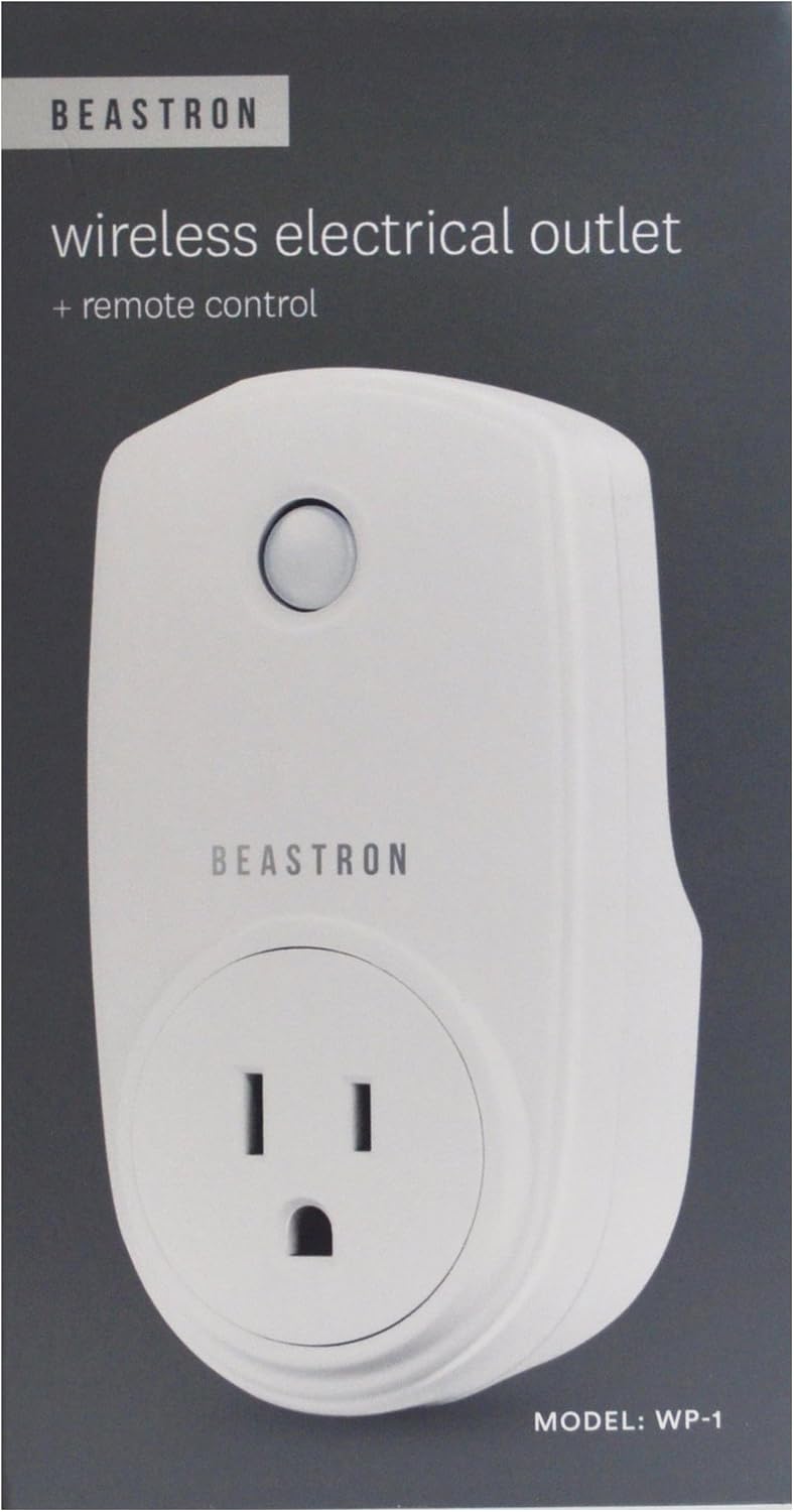 Beastron Interruptor de toma de corriente eléctrico con control remoto para luces y electrodomésticos con un rango de 100 pies, color blanco
