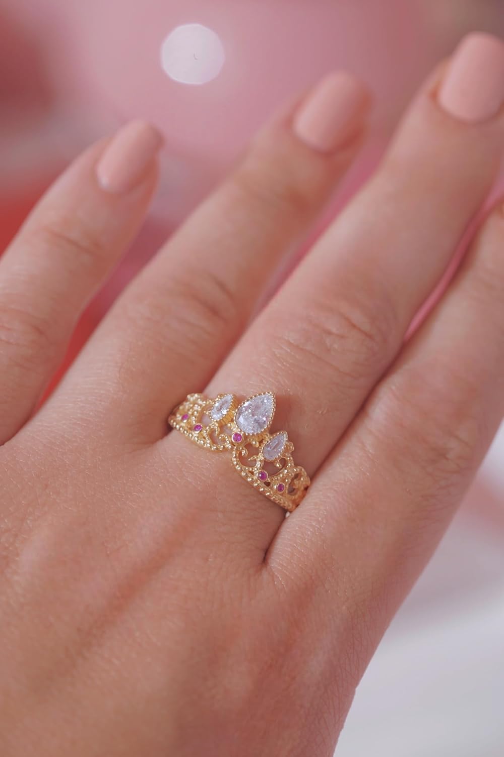 Tangled Ring- Lost Princess Ring -Cosplay Jewelry -Princess Ring-Princess Crown Ring-925 Sterling Silver Ring (GOLD)