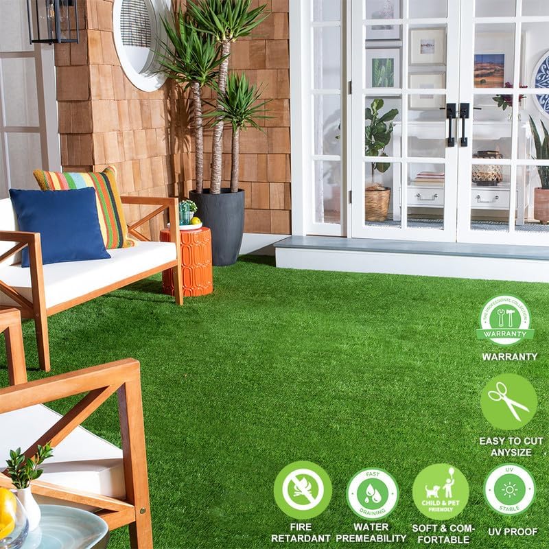 Astro – Alfombra de césped artificial para interiores y exteriores, 8 x 10 pies, para paisaje, patio, balcón, jardín, césped