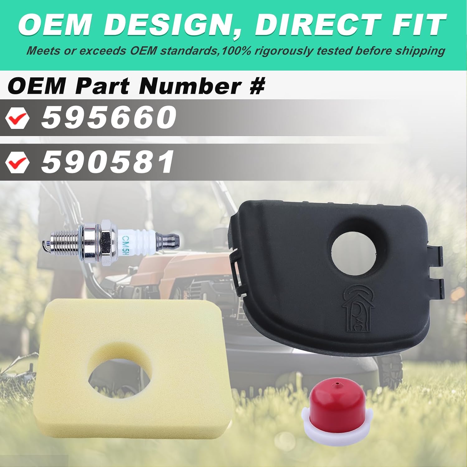 595660 – Cubierta para filtro de aire + filtro de espuma de filtro de aire 799579 + bombilla de imprimación 594281 para Brriggs & Sttratton