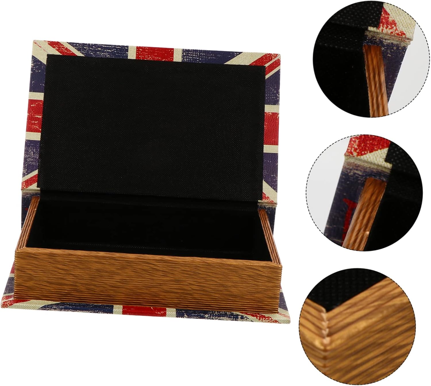 Zerodeko Librero Decoración Vintage Book Prop 1pc Vintage Decoración Libro Invisible Oficina Maquillaje Stand PU Cuero Estantería Prop Madera