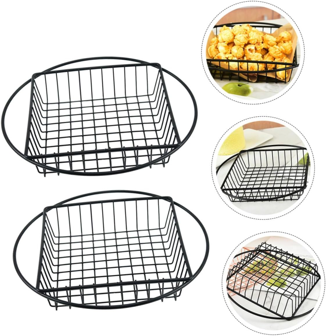 Cesta de pan de metal para patatas fritas, 2 unidades, bandejas de metal para servir colador inoxidable, soporte para patatas fritas, cesta de