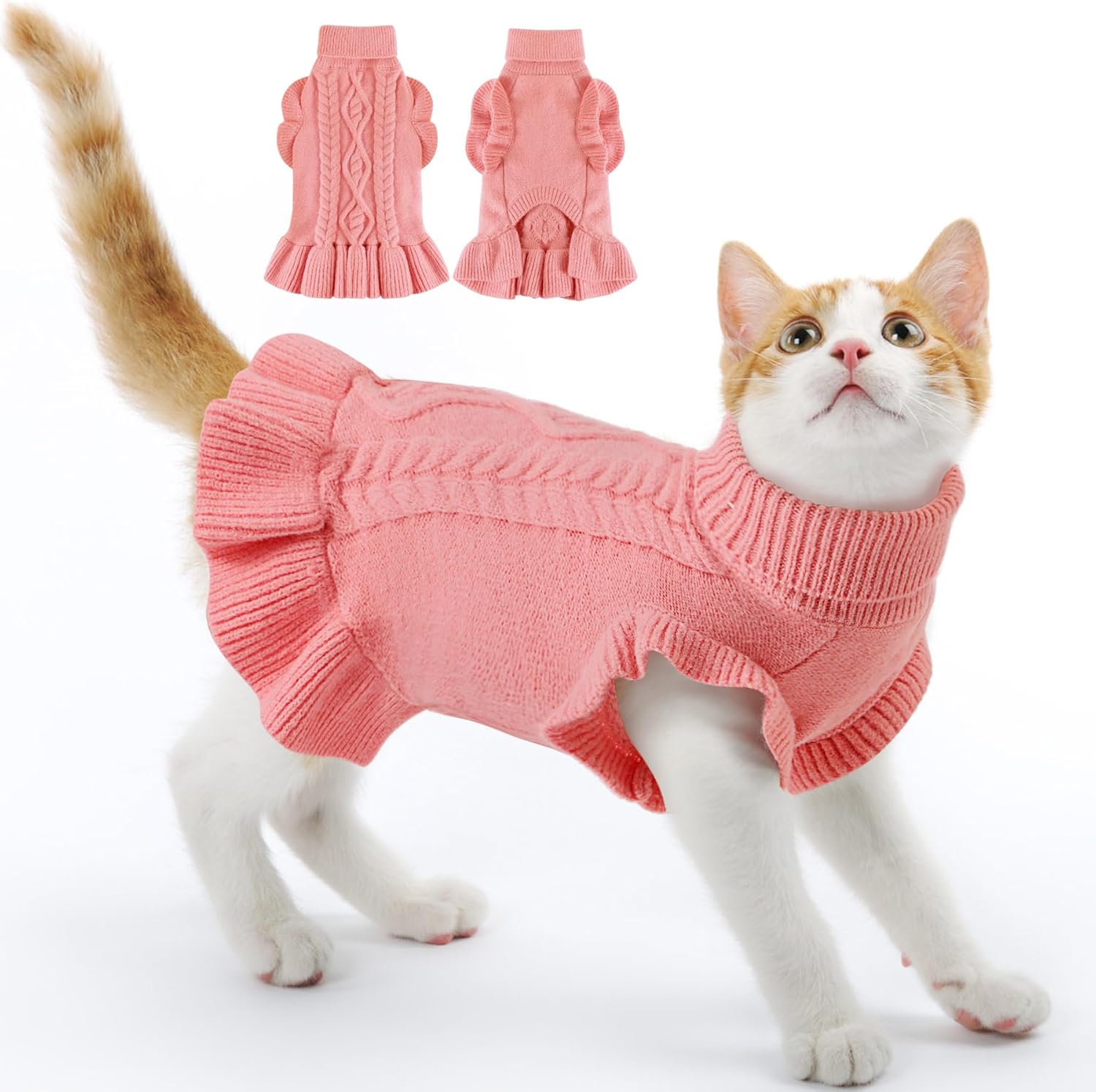ALAGIRLS Suéteres de perro para perros medianos, suéter de punto para perro, vestido de cuello alto, trajes de Navidad para perros, suéter para