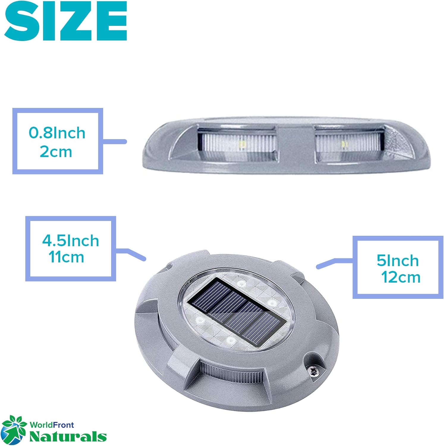Naturals – Luces inalámbricas para muelles, luces solares de aluminio resistente a la intemperie, luces LED para caminos al aire libre para acera,