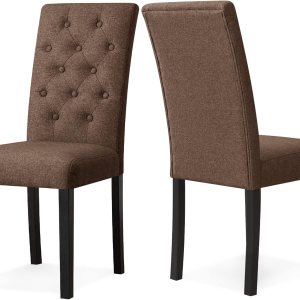 Line Fabric – Juego de 2 sillas de comedor, color chocolate Line Fabric – Juego de 2 sillas de comedor, color chocolate