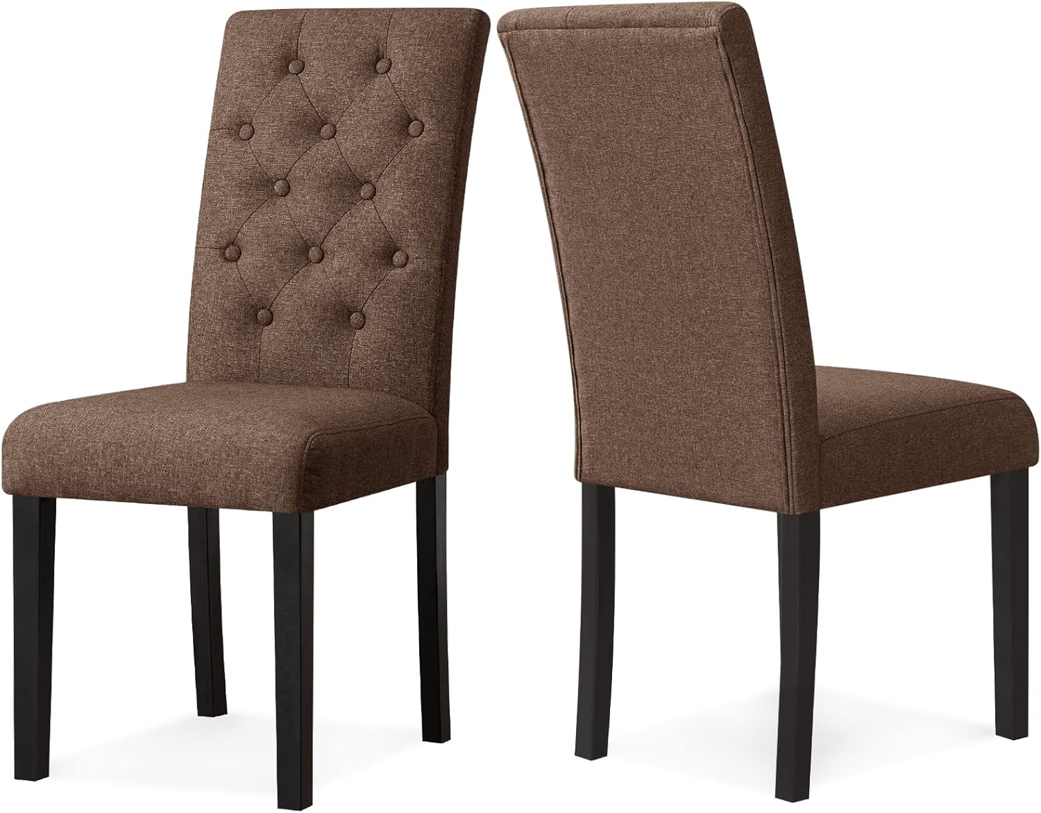 Line Fabric – Juego de 2 sillas de comedor, color chocolate