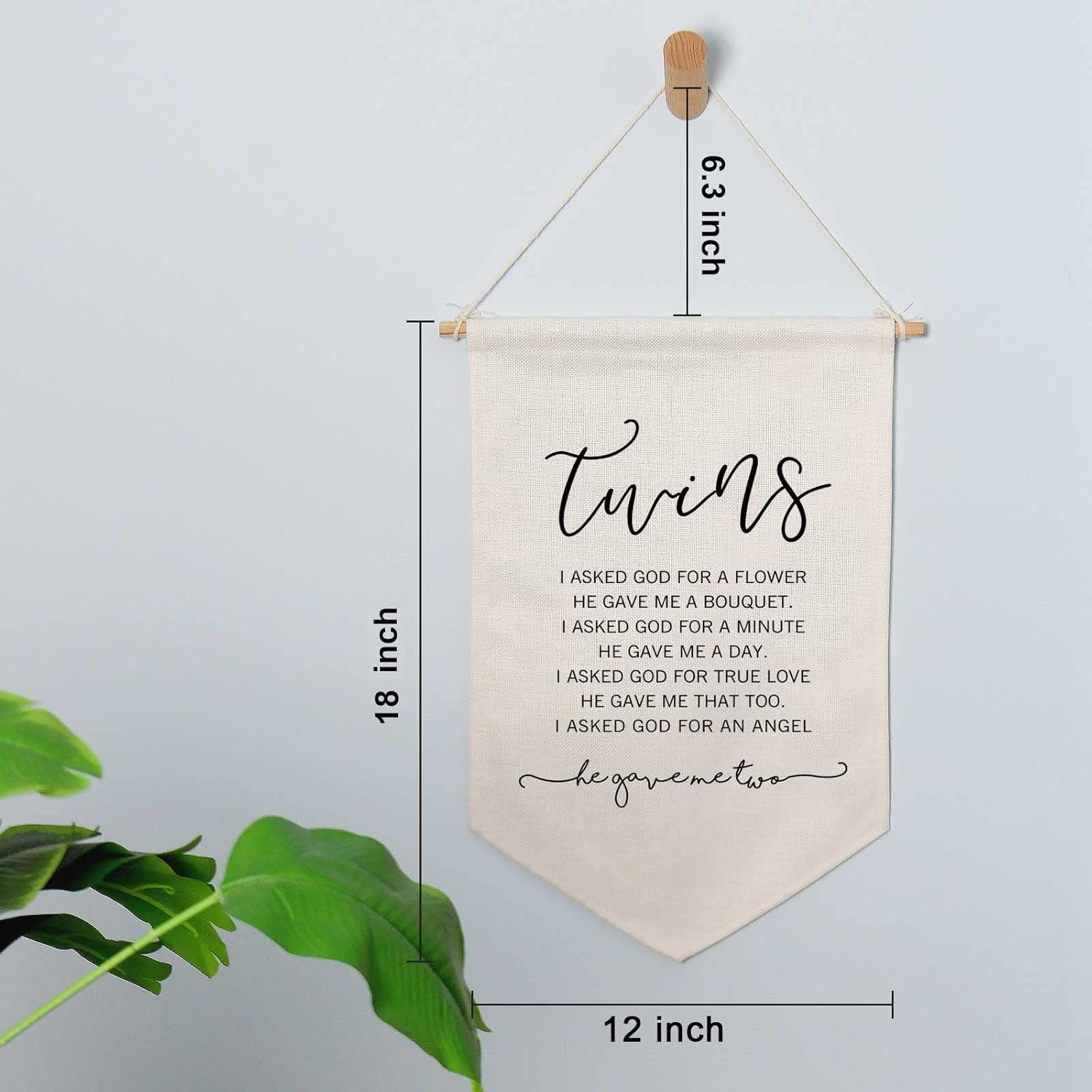 Twins Nursery Decor, Twin Nursery Wall Hanging, Twins Gift, Linen Banner Gifts, Wall Banner Gift for Twins, Twins Baby Gift, Kids Room Decor,