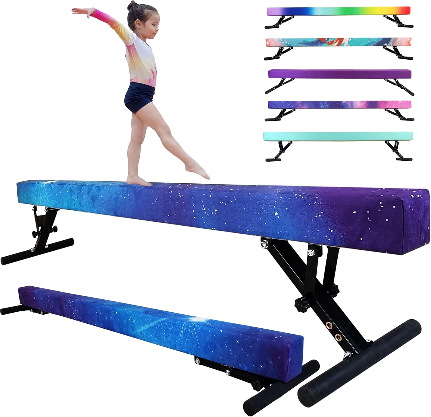 Viga de equilibrio ajustable para niños, haz de gimnasia de 8 pies, haz de piso alto e inferior para centro de gimnasia, equipo de gimnasia para