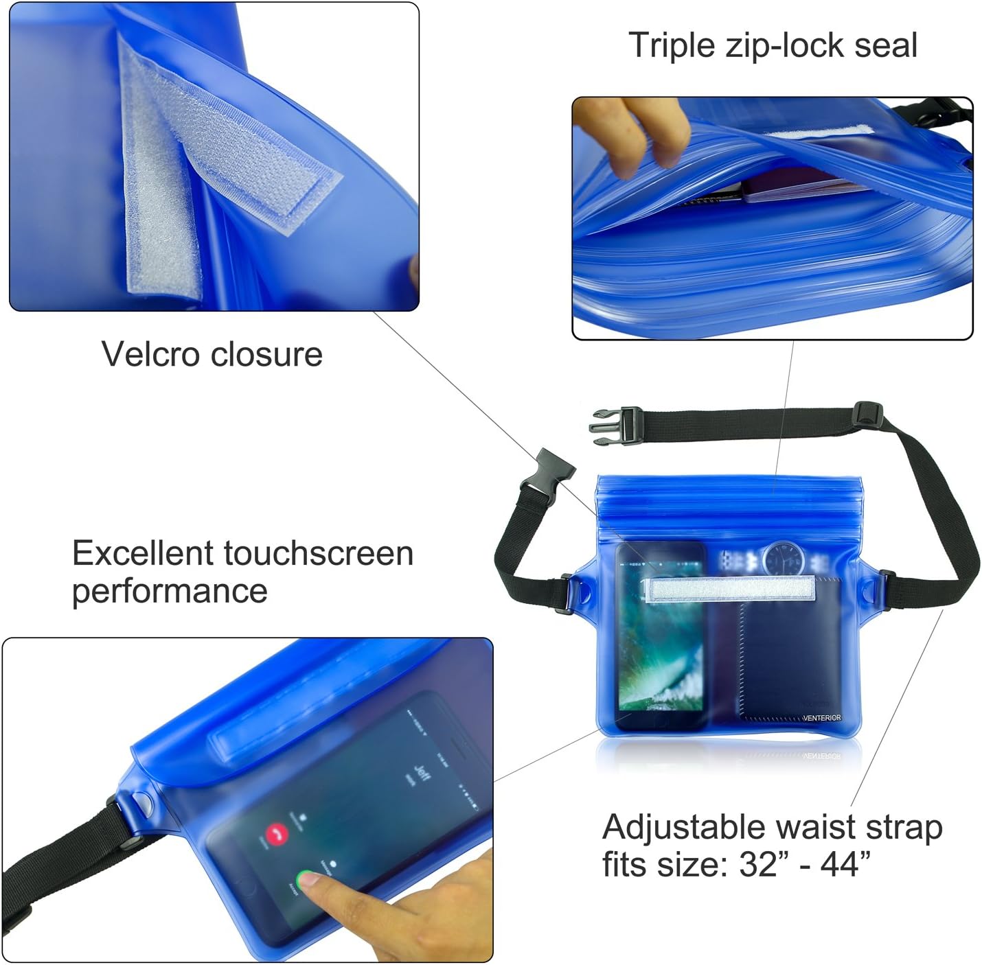 Riñonera impermeable paquete de 2  Accesorios de playa Bolsa seca Riñonera impermeable para natación, esnórquel, vela, kayak, playa, piscina,