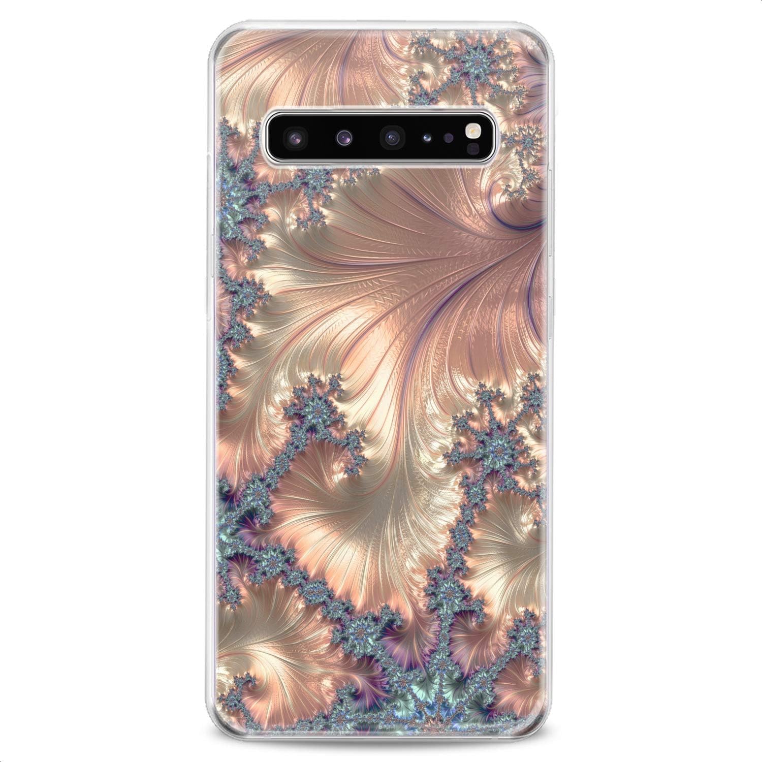 Cavka Funda compatible con Samsung S24 S23 S22 Plus S21 FE Ultra S20+ S10 Note 20 S10e S9 Cute Art Fractals Golden Clear Phone Awesome Pattern