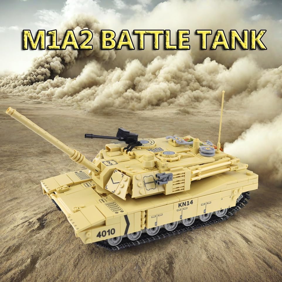 Juguetes de construcción militares para niños, 1053 piezas del ejército de los Estados Unidos M1A2 tanque de batalla principal, bloques de