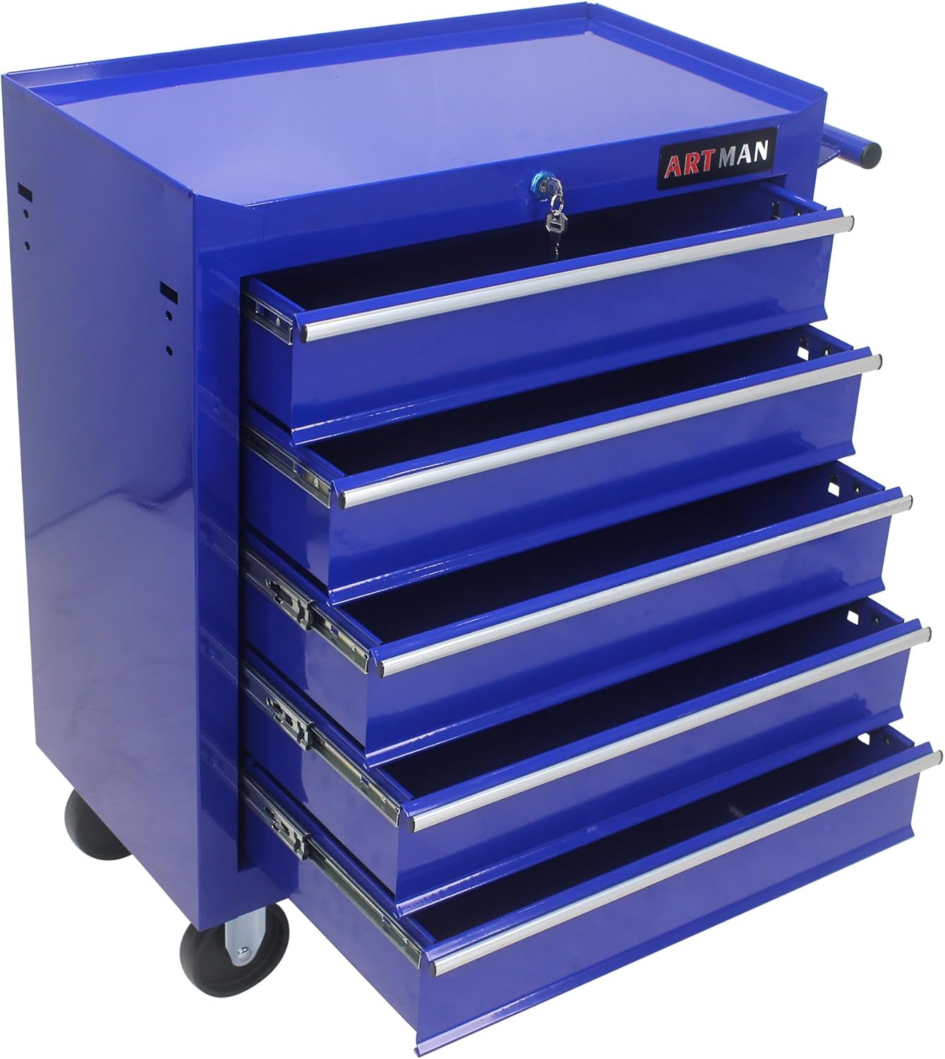 Caja de herramientas con ruedas de 5 cajones con ruedas, carrito de herramientas multifuncional, gabinete de almacenamiento de herramientas
