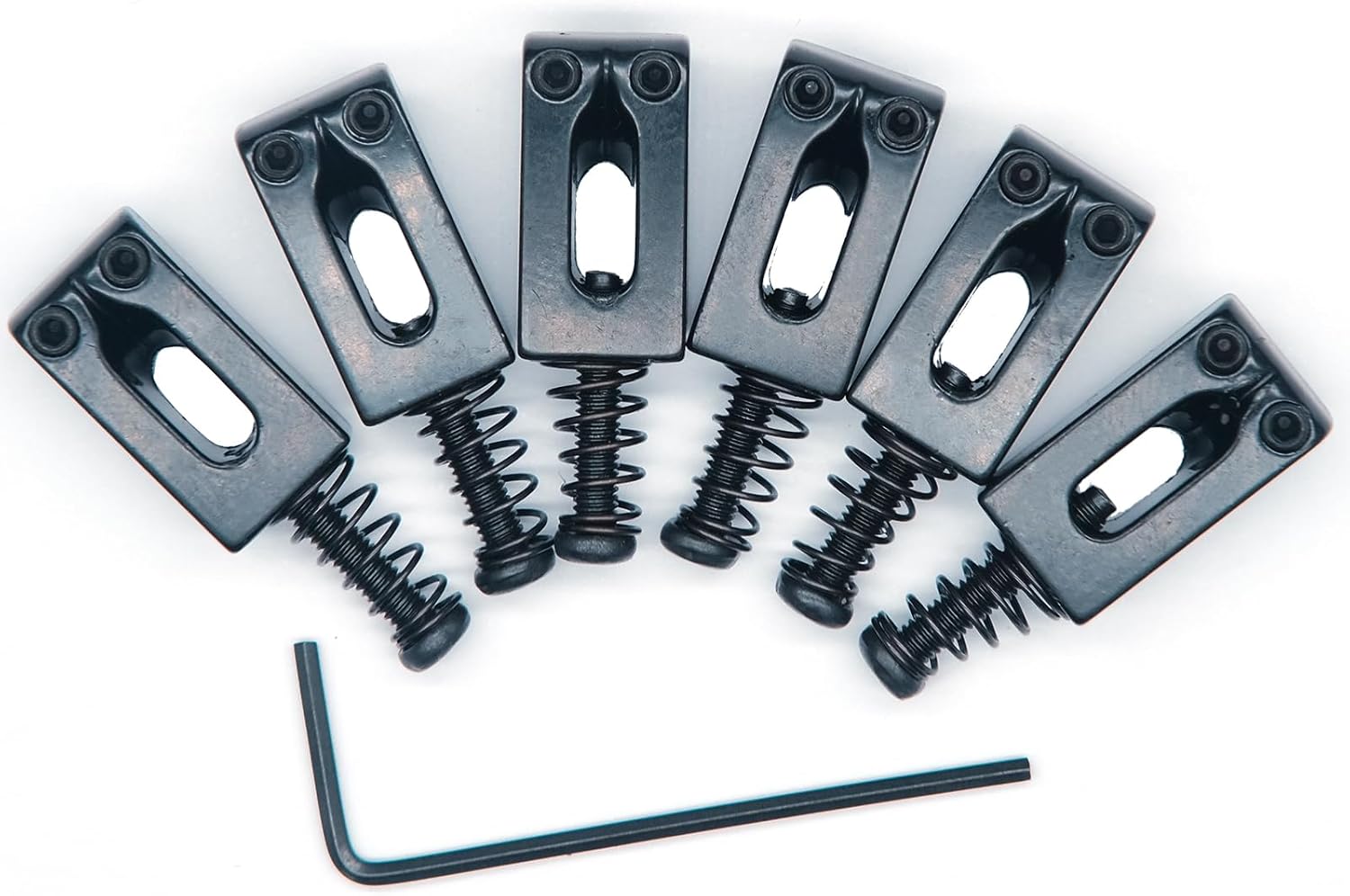 harpfeas Sillas de puente de trémolo de metal de 0.413 in para Fender Stratocaster Strat Telecaster Tele guitarra eléctrica (negro)