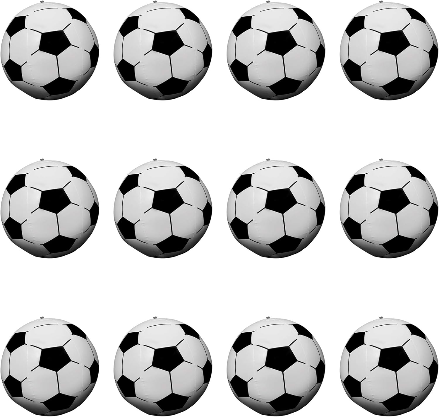 Paquete de 12 pelotas de fútbol inflables gigantes de 16 pulgadas en blanco y negro