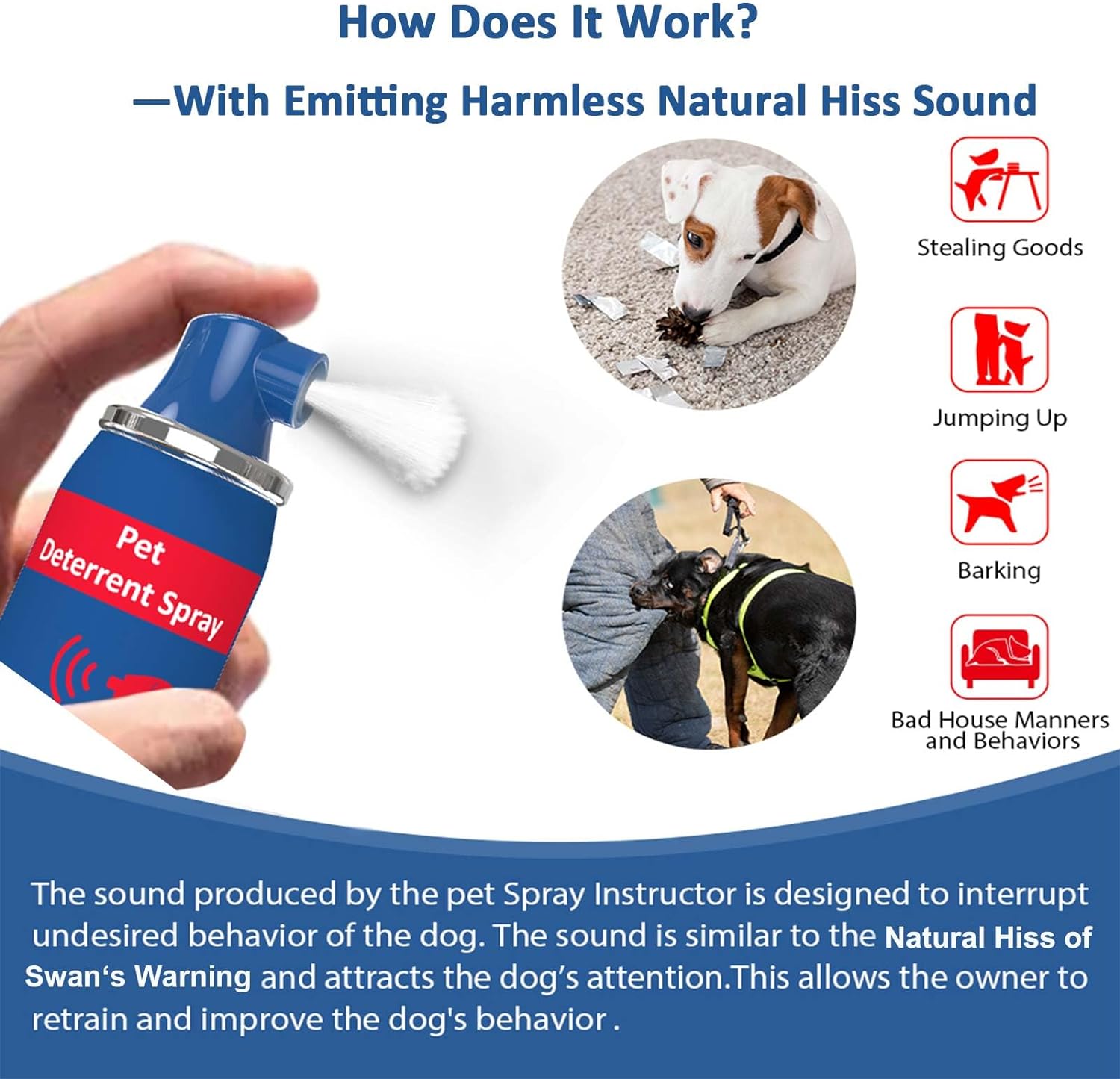 Aerosol para instructores para perros, 2.4 fl oz (2.4 fl oz) para disuasoriocorrecto para mascotas, seguro y eficaz para dejar de ladrar, saltar,