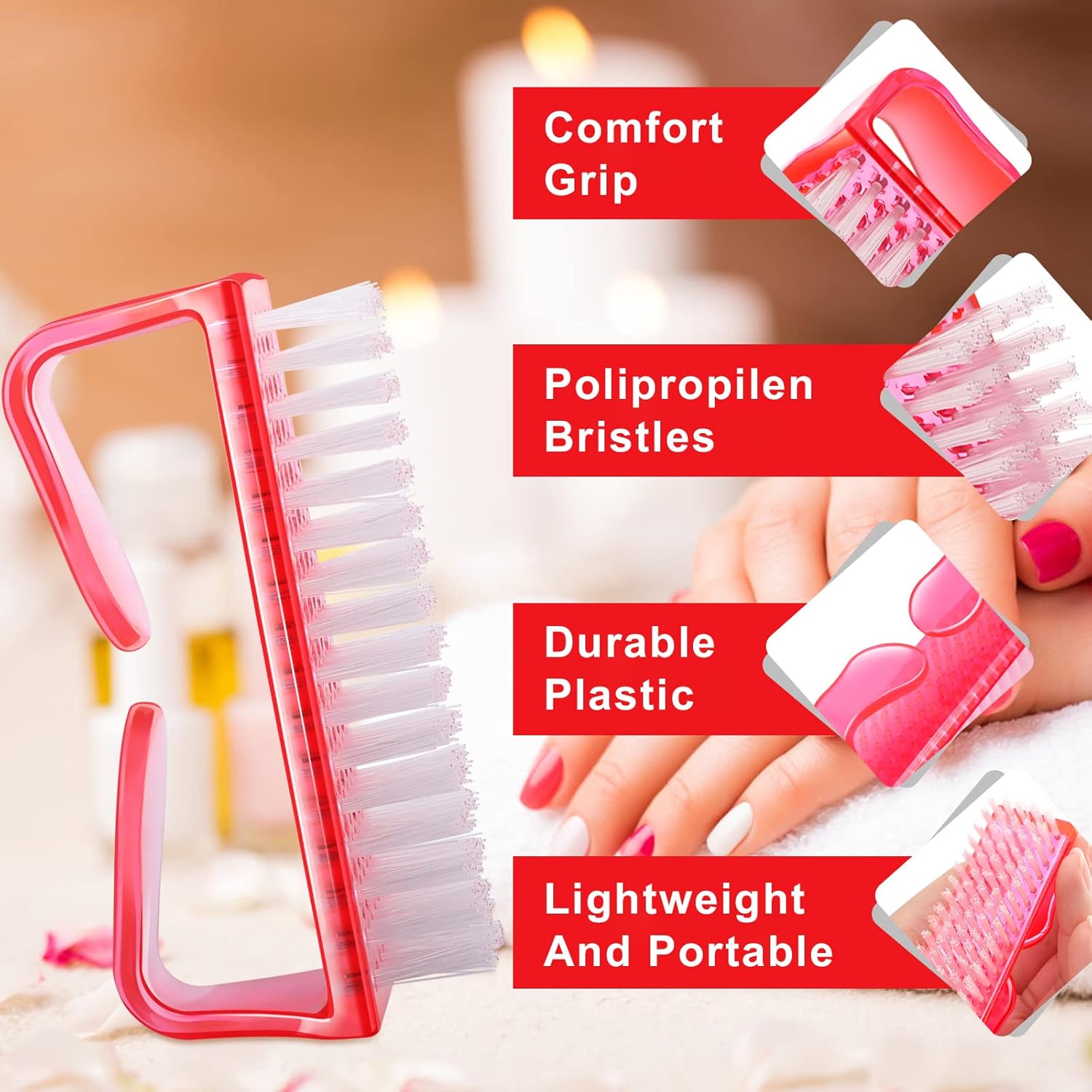 HOFASON – Juego de 24 cepillos de uñas con mango para limpiar uñas, manicura para limpiar debajo de las uñas, cepillo de limpieza de uñas,