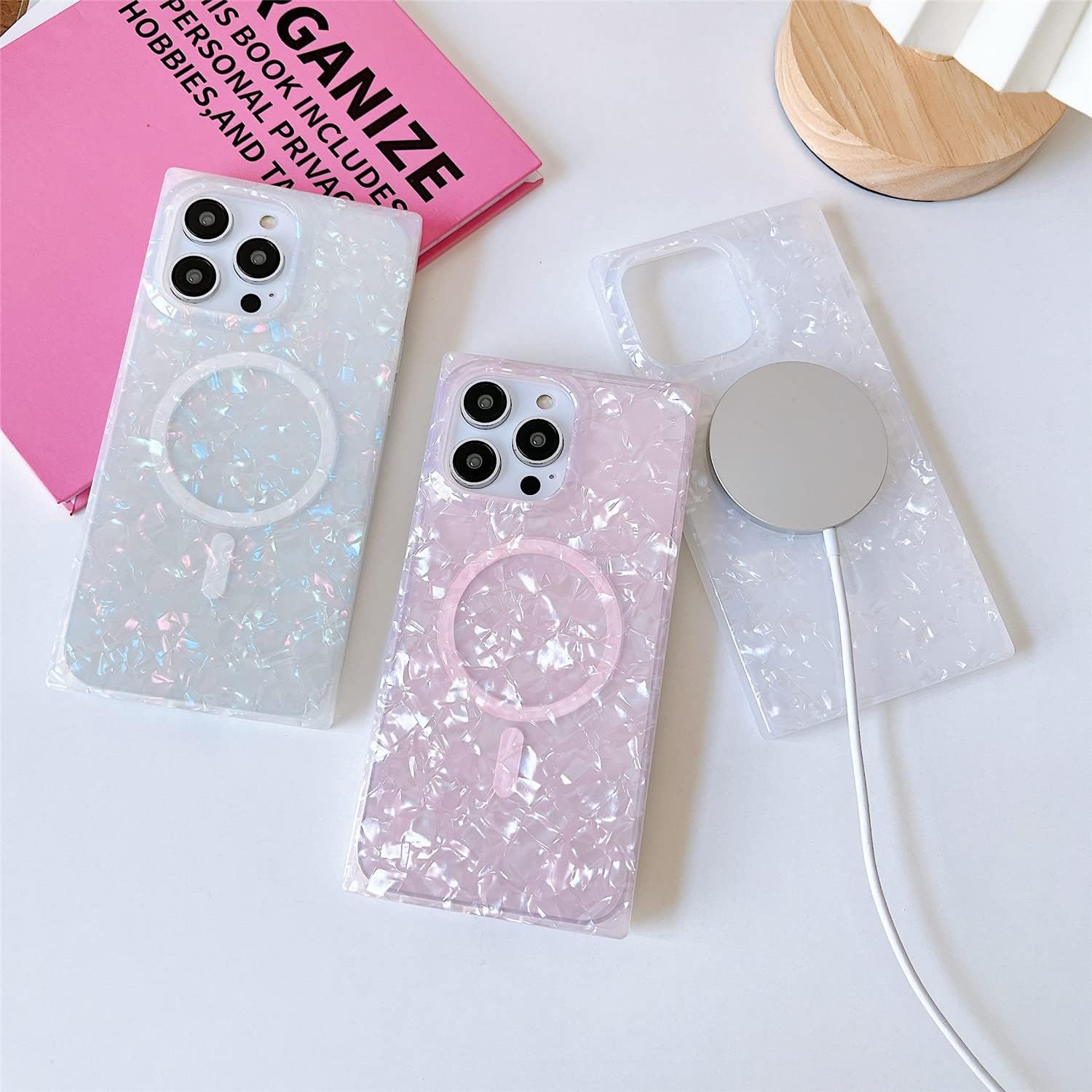 Cocomii Funda cuadrada compatible con iPhone 13 Pro Max  Compatible con MagSafe, Luxury, Slim, Glossy, Opalescent Pearl, Iridescent Glitter, Fácil
