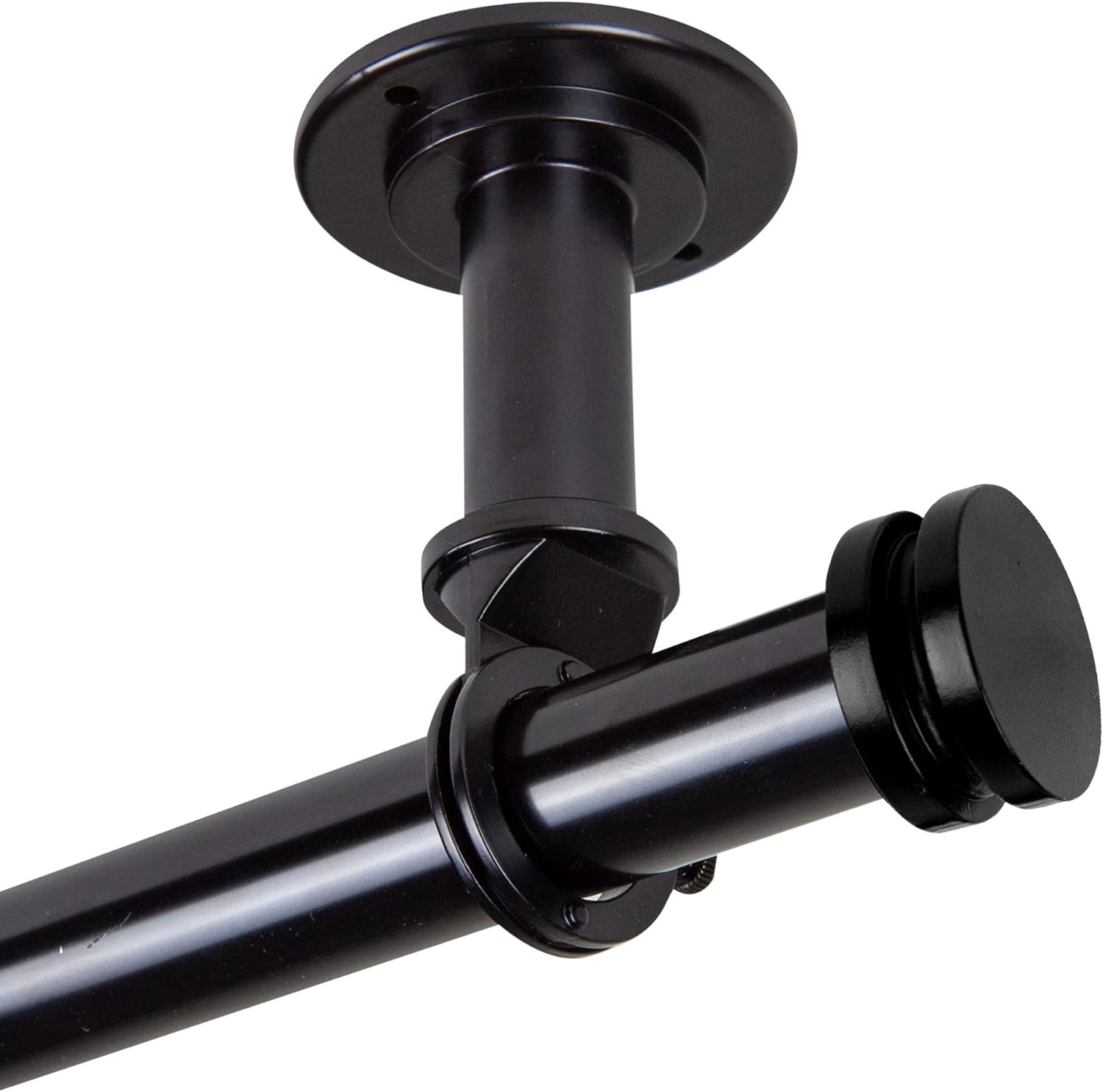 Rod Desyne 100-50-992CL Bun – Barra de cortina de techo de 1 pulgada, divisor de habitación, 120-170 pulgadas, color negro