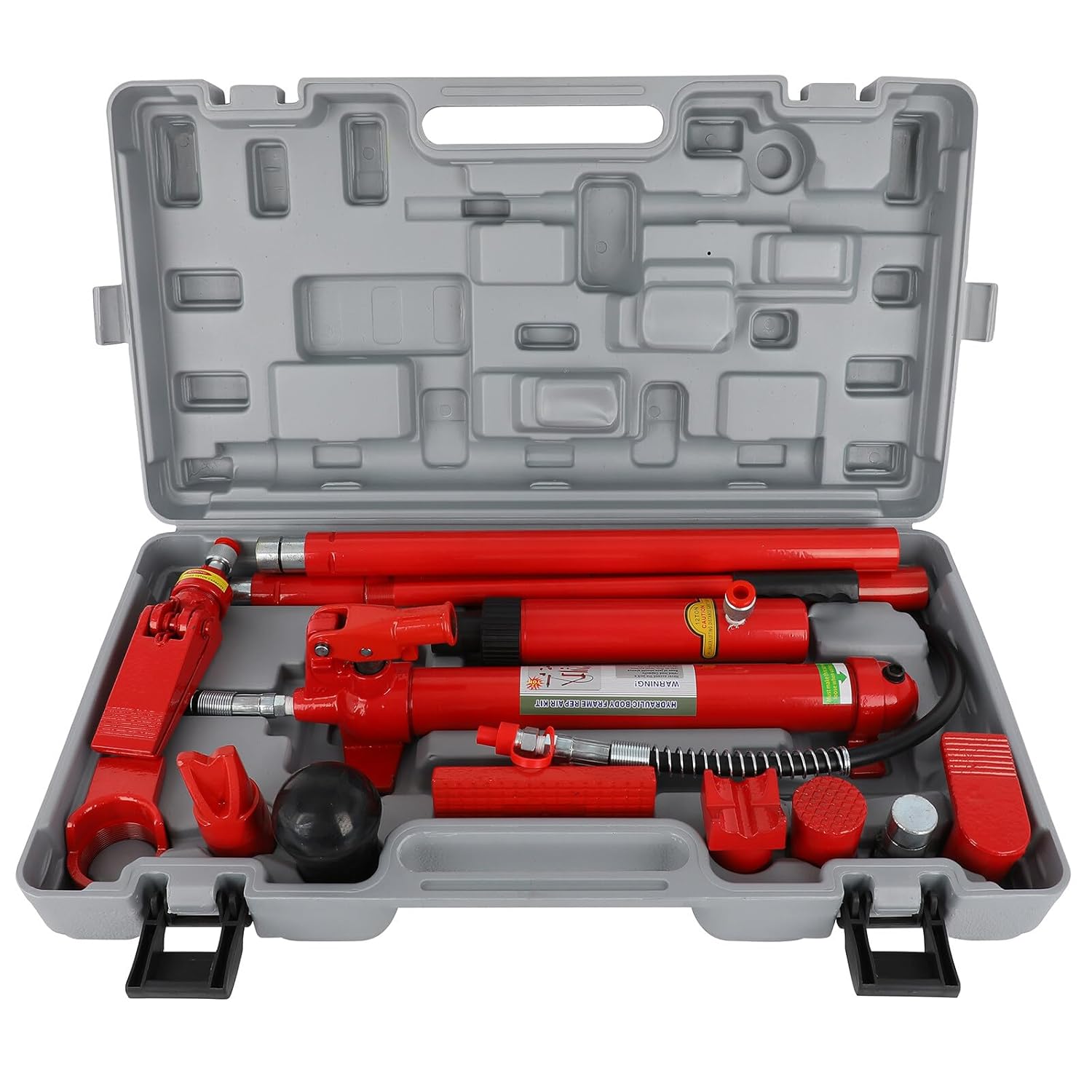 SCITOO Gato hidráulico Porta Power de 12 toneladas con manguera de aceite de 4.6 pies4.6 ft, Ram de elevación de marco de carrocería, kits de