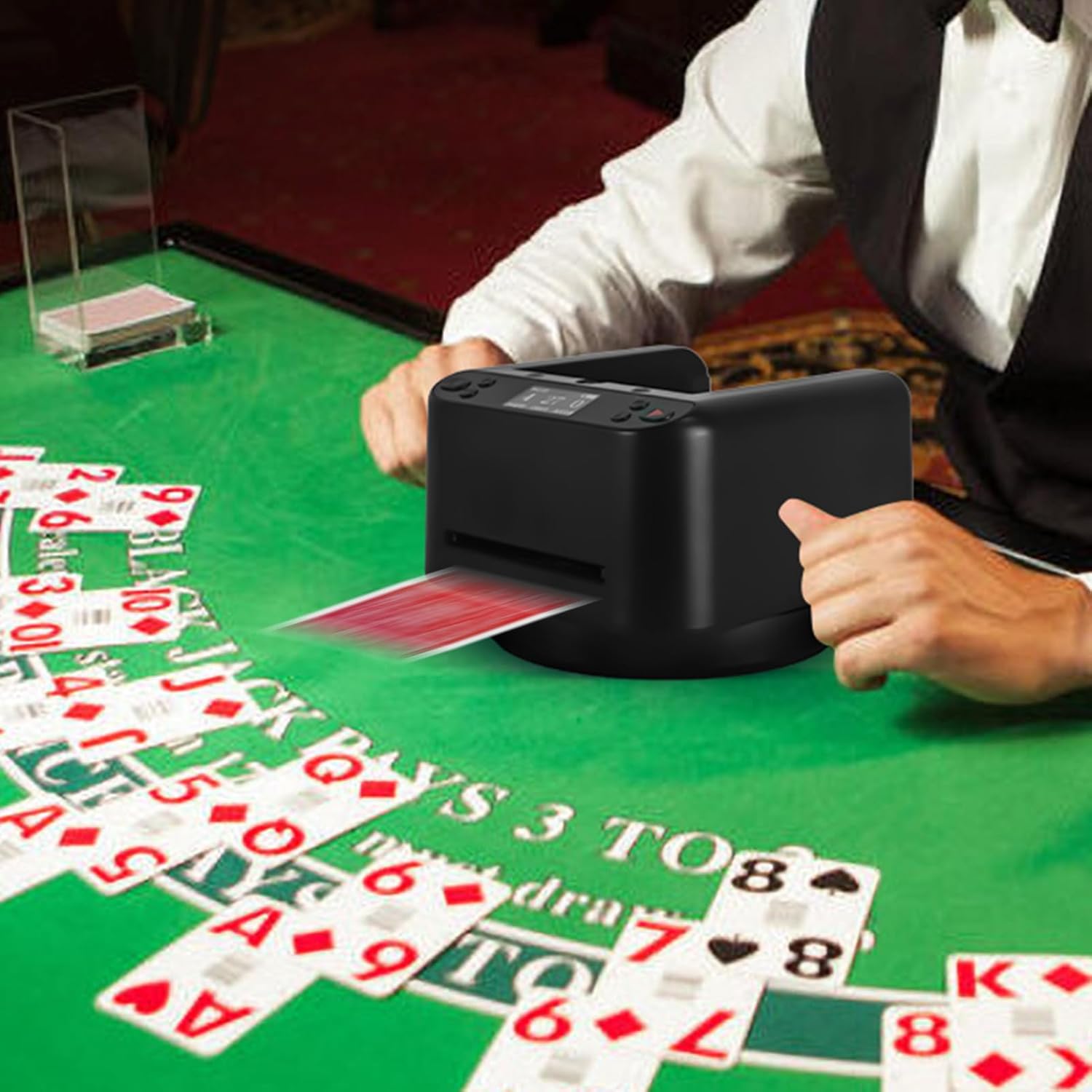 CARDSPIN Distribuidor automático de cartas, 360 giratorio 2 barajas máquina de distribuidor de cartas de póquer automático, rápido, preciso y