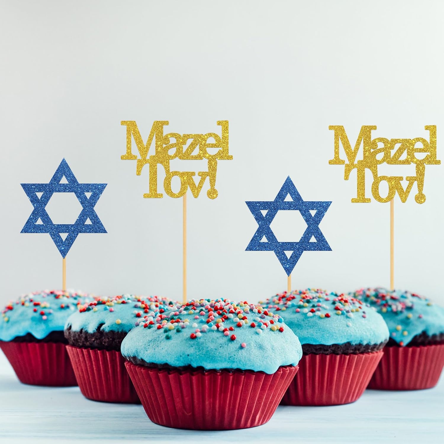 Mazel Tov – Decoración para cupcakes, decoraciones de fiesta de felicitación, compromiso, baby shower, bar mitzvah, cumpleaños, boda, suministros de