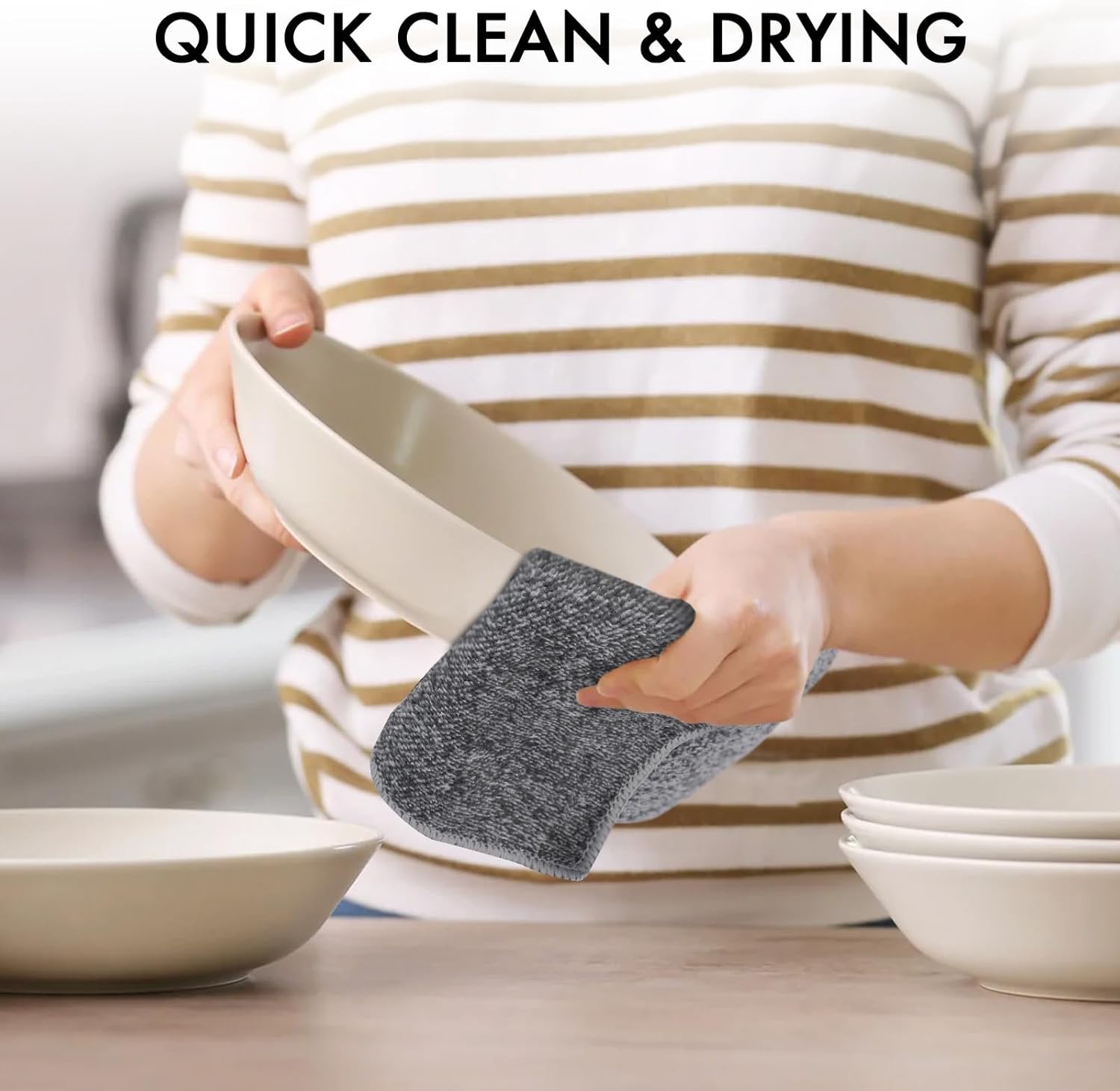 Juego de toallas de cocina y paños de cocina, paño de limpieza de microfibra, 9.8 x 9.8 pulgadas, toallas de mano suaves para cocina, paños de
