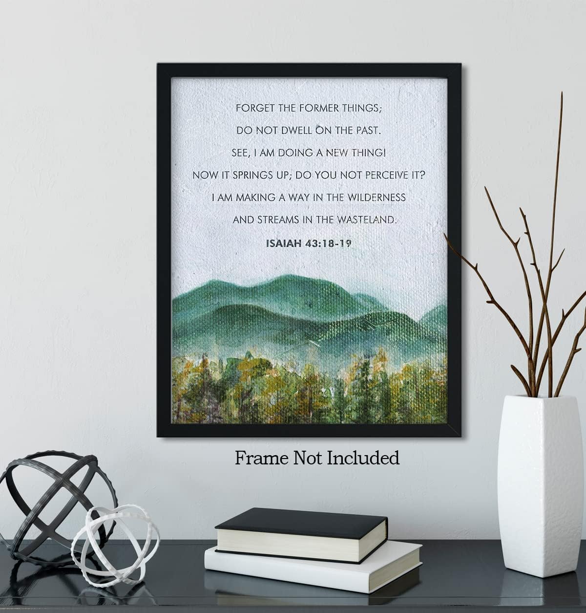 Govivo No te detengas en el pasado  Versículo de la Biblia Isaías 43 18-19  Arte de pared cristiano  Decoración de pared minimalista con acuarelas