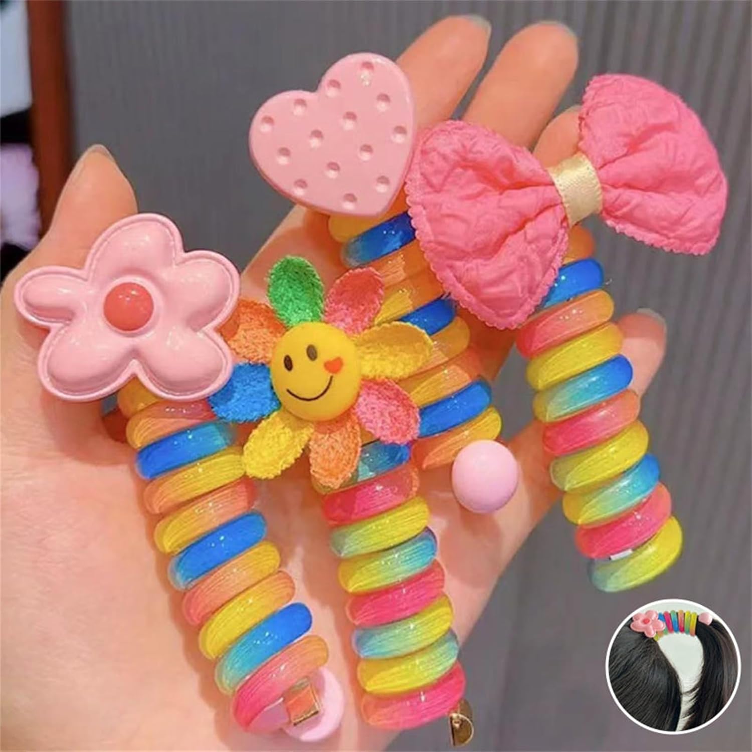 Bandas de pelo de alambre de teléfono coloridas para niños, bandas trenzadas de alambre de teléfono, lazos de pelo en espiral, cable de teléfono