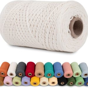 Cordón de macramé de 0.039 pulgadas, cuerda de algodón de color de 218 yardas, cuerda de algodón torcido de 3 hebras para manualidades, hilo de Cordón de macramé de 0.039 pulgadas, cuerda de algodón de color de 218 yardas, cuerda de algodón torcido de 3 hebras para manualidades, hilo de