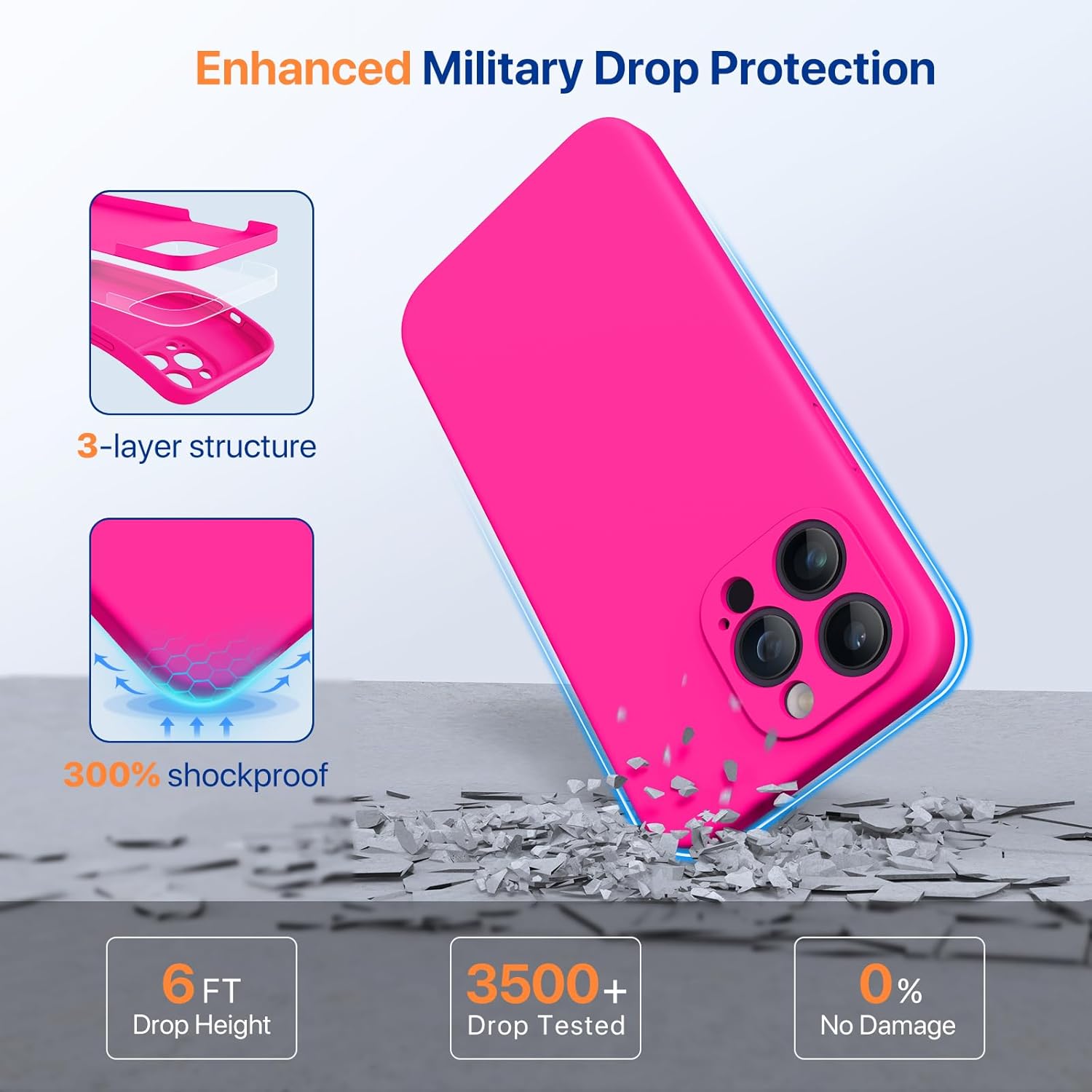 Miracase – Funda diseñada para iPhone 14 Pro, de silicona líquida a prueba de golpes, con protector de pantalla, protege mejor la cámara,