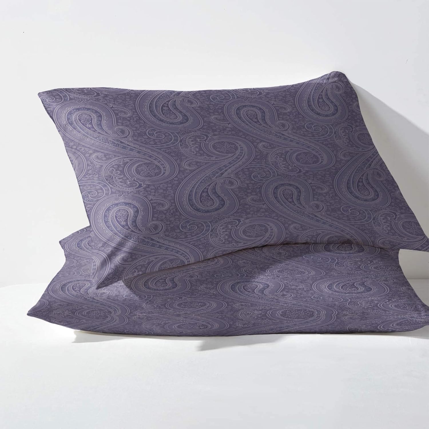 Funda de edredón de cachemira morada, tamaño California King, juego de ropa de cama floral, 3 piezas, funda de edredón con patrón de microfibra
