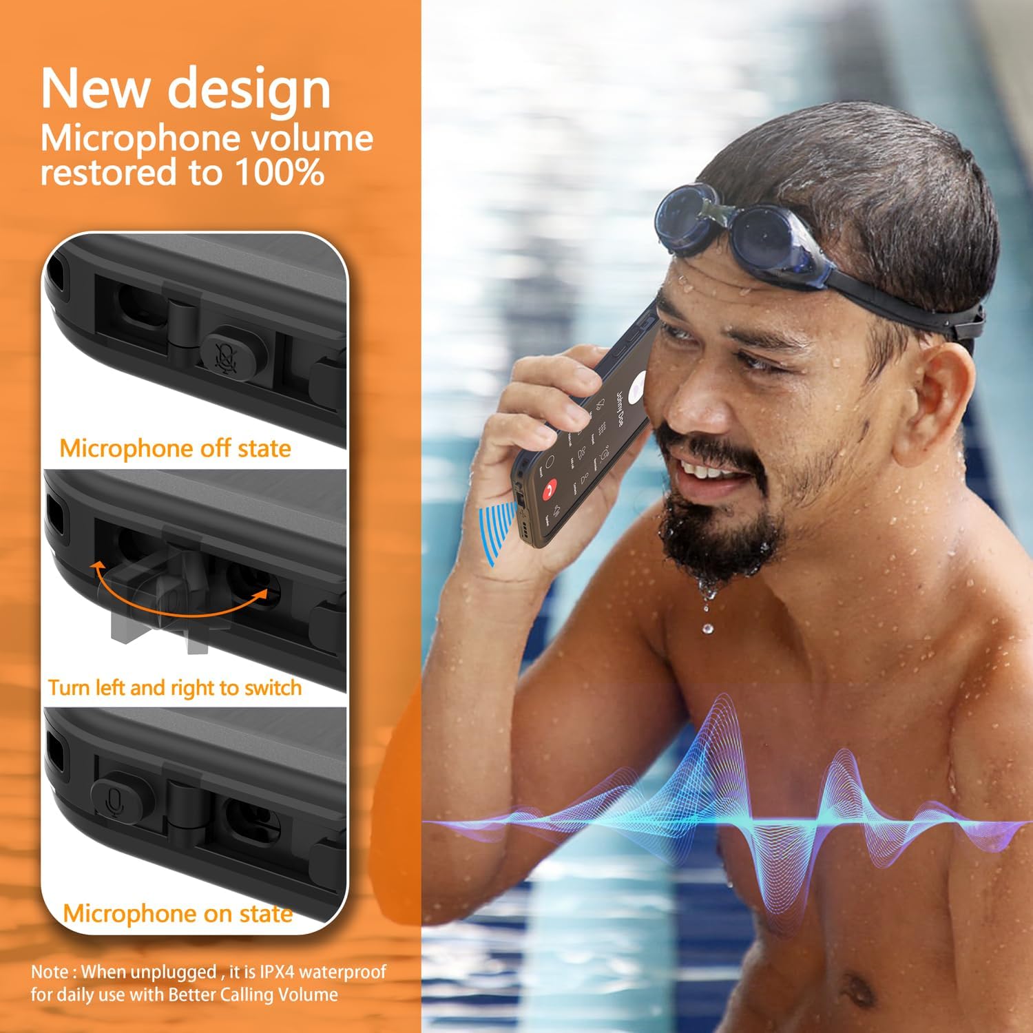 inkolelo Funda impermeable compatible con iPhone 15 Pro Max, protector de pantalla integrado de cuerpo completo con correa flotante, funda