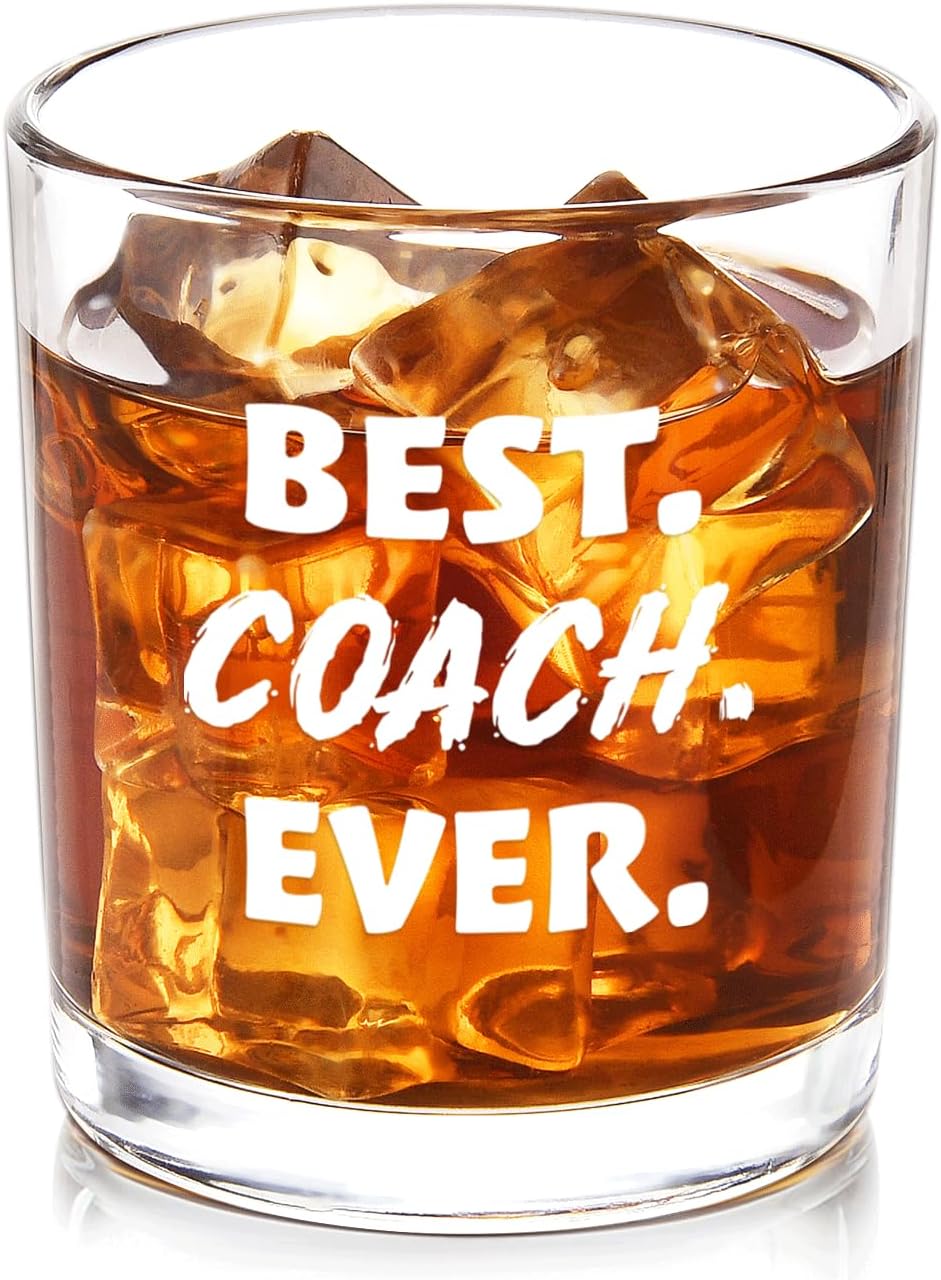 Modwnfy Best Coach Ever, vaso de whisky de 10 onzas, regalos de entrenador para hombres, regalos de entrenador de baloncesto, regalos de entrenador