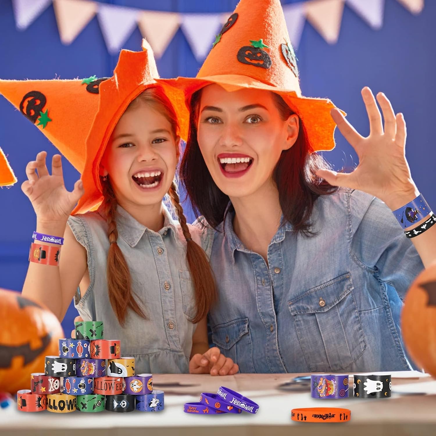 Garma 96 pulseras de goma para Halloween, regalos de fiesta de Halloween, regalos de Halloween para niños y niñas