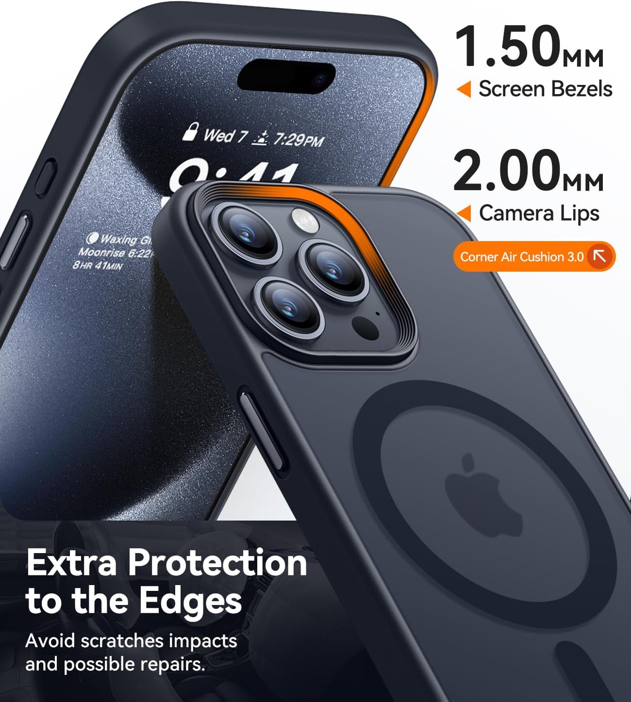 CANSHN Funda magnética diseñada para iPhone 15 Pro Max compatible con Magsafe translúcida mate delgada y a prueba de golpes, funda protectora para