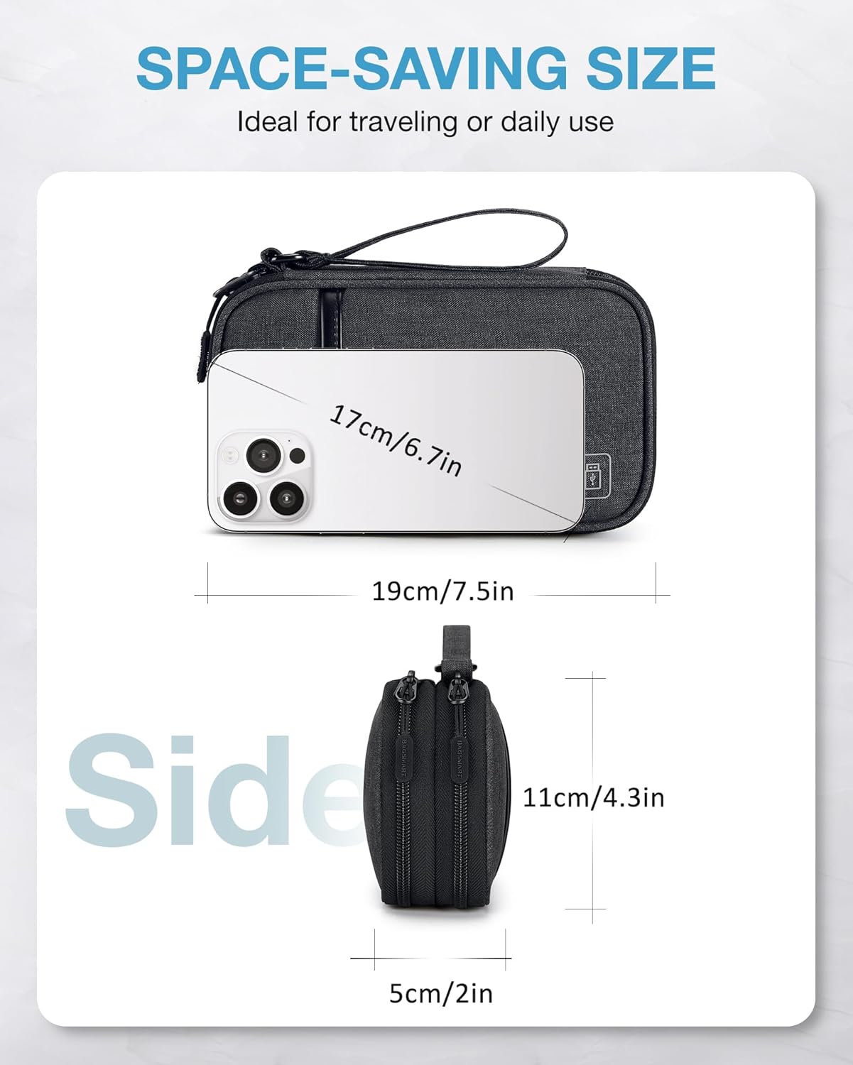 BAGSMART Organizador de cables de viaje, organizador de cables de viaje, organizador electrónico, funda de viaje, artículos esenciales de viaje para