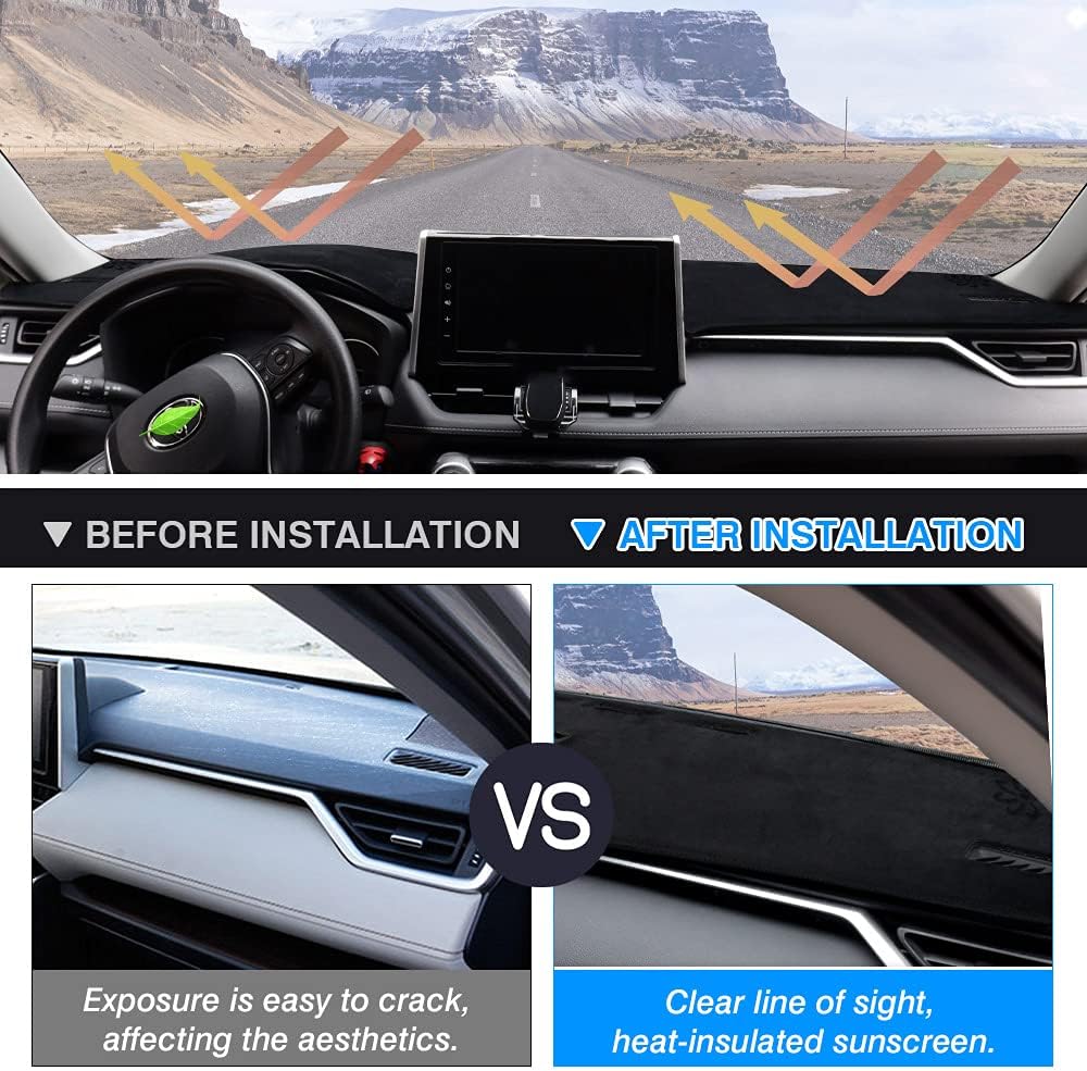 Cartist Cubierta de tablero para Toyota RAV4 2019-2022, 2023 2024, accesorios para cubierta de tablero de gamuza, protector de rayos UV