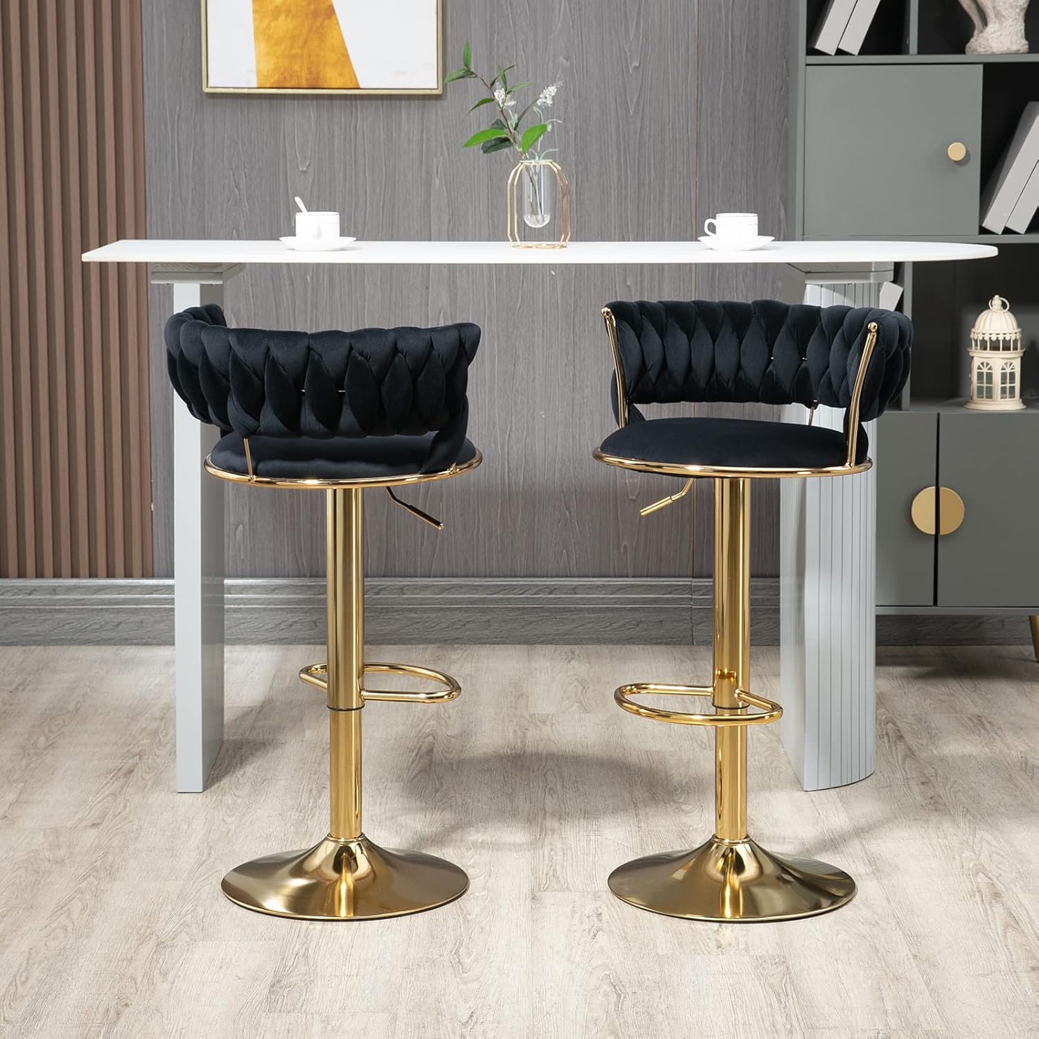 Deolme Taburetes de bar giratorios de terciopelo, taburetes de bar ajustables de altura de mostrador, taburetes de bar modernos con respaldo