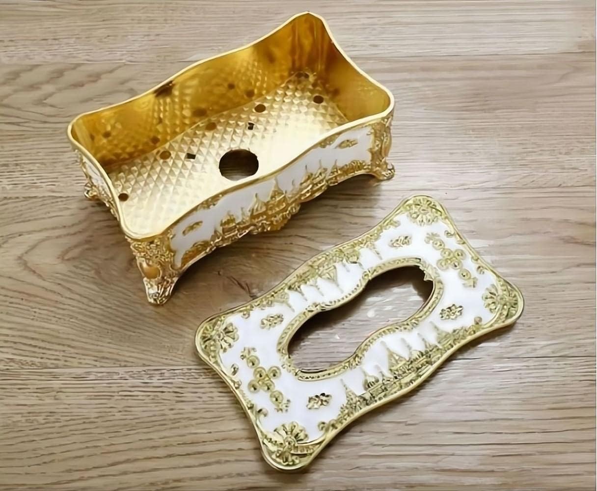 Soporte para cubierta de pañuelos, castillo creativo en relieve y diamantes de imitación rectangular de acrílico para caja de pañuelos
